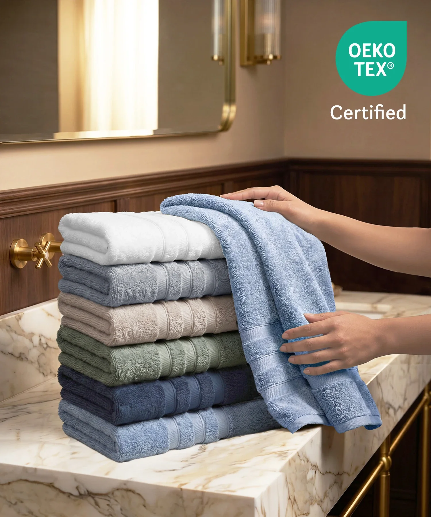 Luxe Home Supima Cotton Bath Towel, Dusty Blue| 600 GSM | 100% Supima Cotton - Image 7