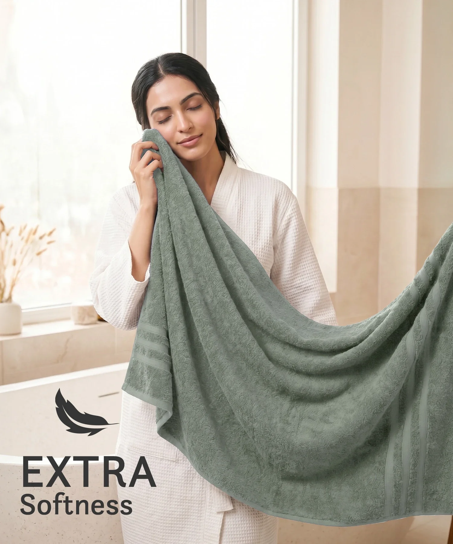 Luxe Home Supima Cotton Bath Towel, Priarie Sage| 600 GSM | 100% Supima Cotton - Image 5