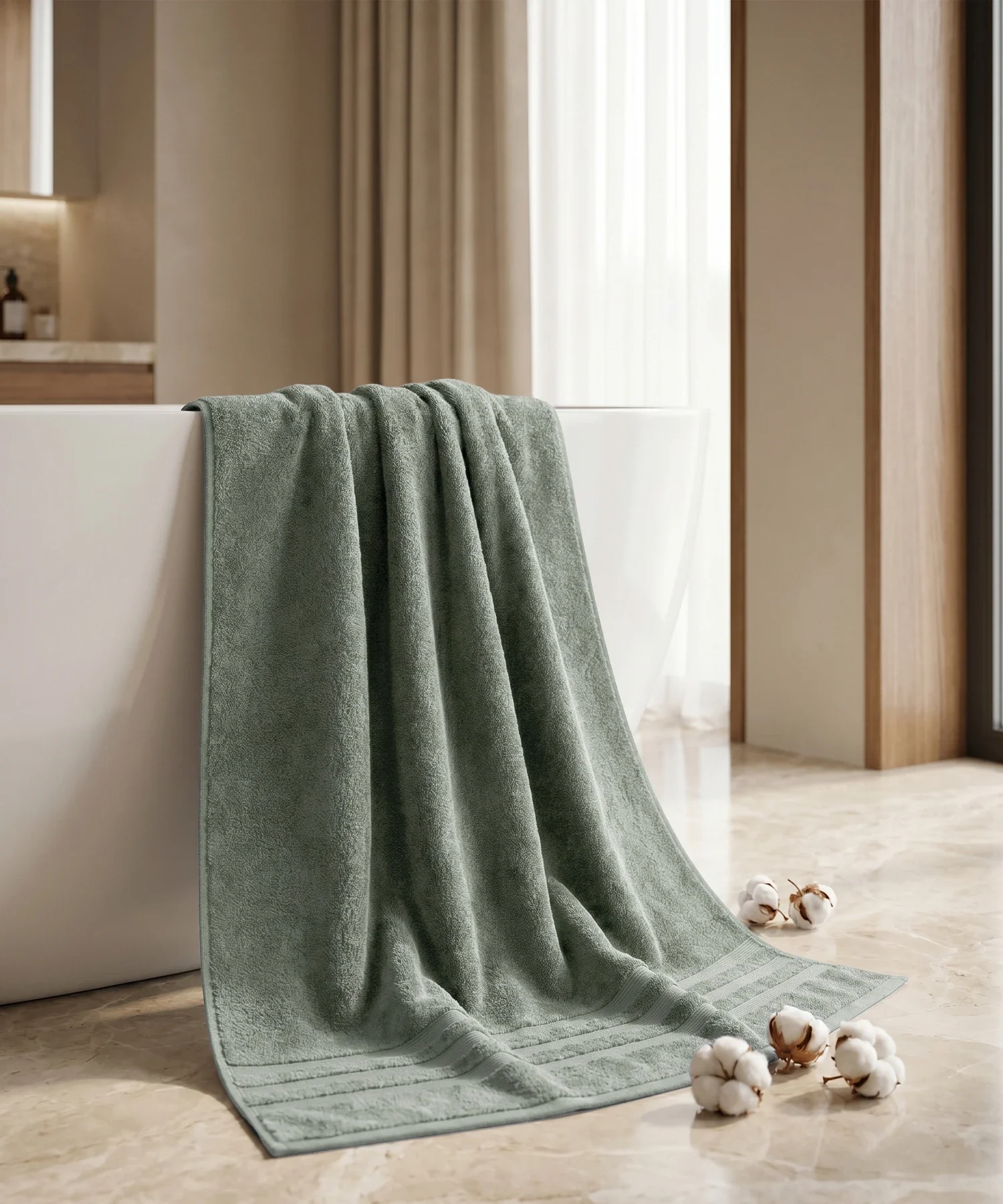 Luxe Home Supima Cotton Bath Towel, Priarie Sage| 600 GSM | 100% Supima Cotton - Image 6