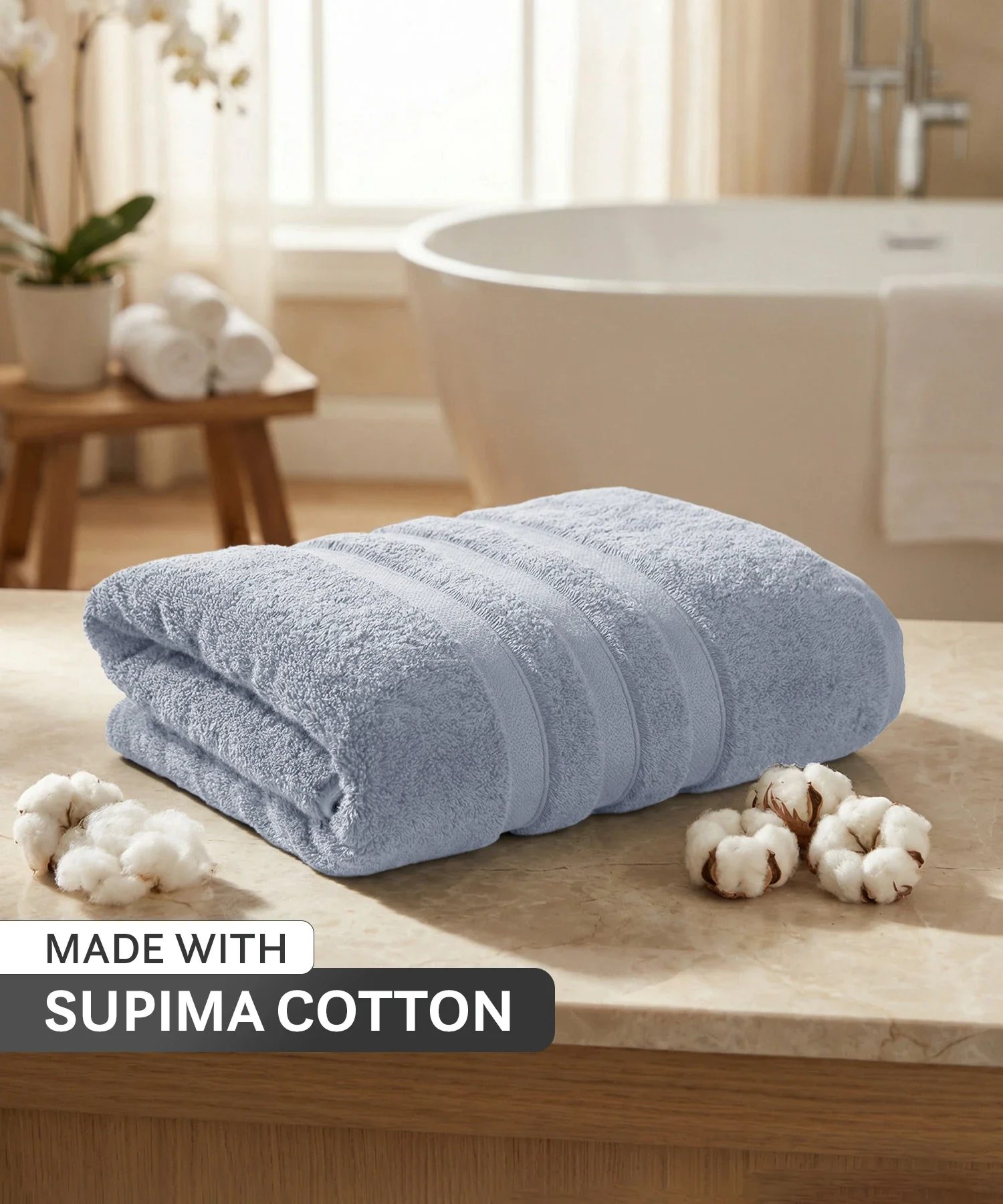 Luxe Home Supima Cotton Bath Towel, Ultimate Grey| 600 GSM | 100% Supima Cotton