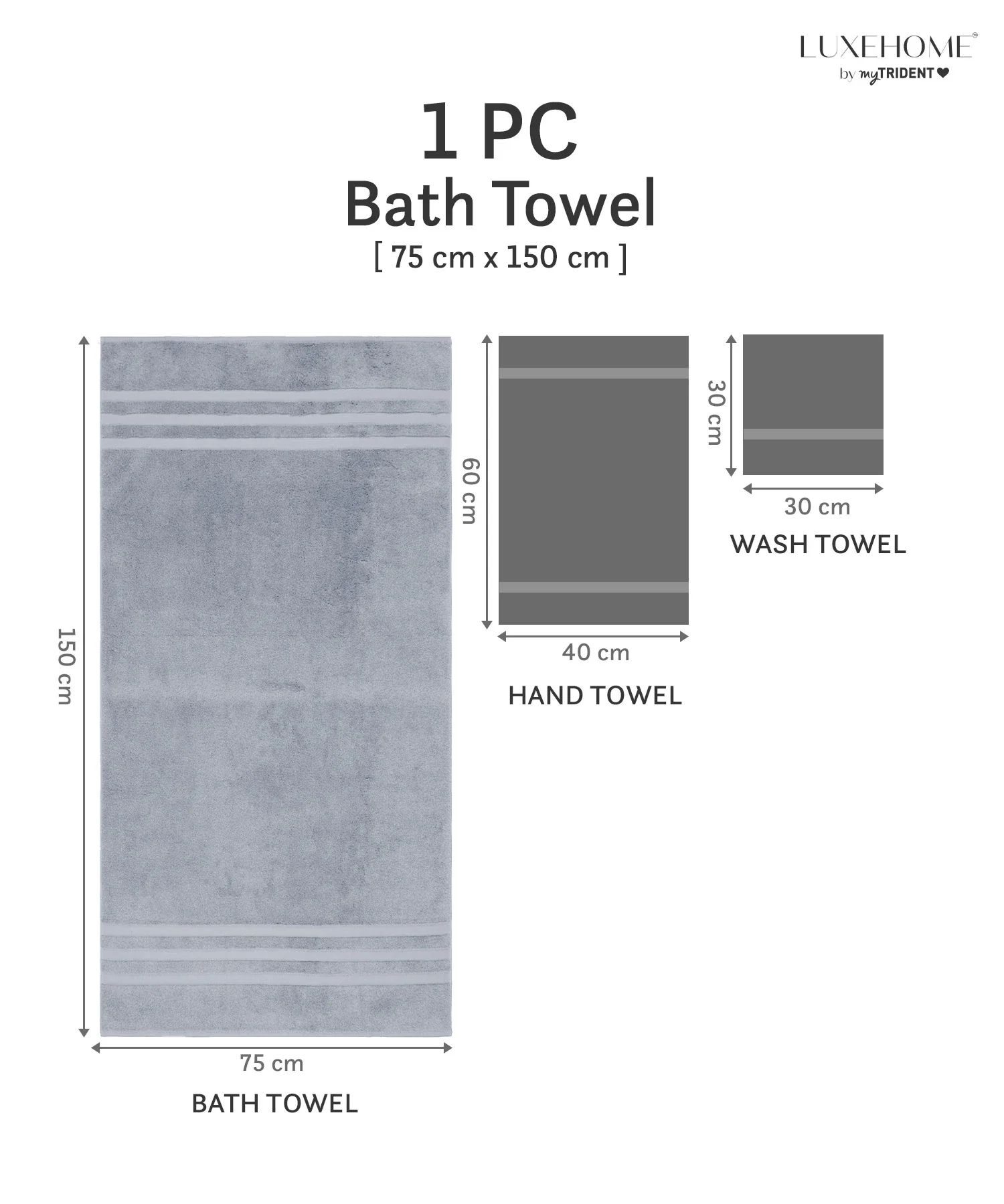 Luxe Home Supima Cotton Bath Towel, Ultimate Grey| 600 GSM | 100% Supima Cotton - Image 10