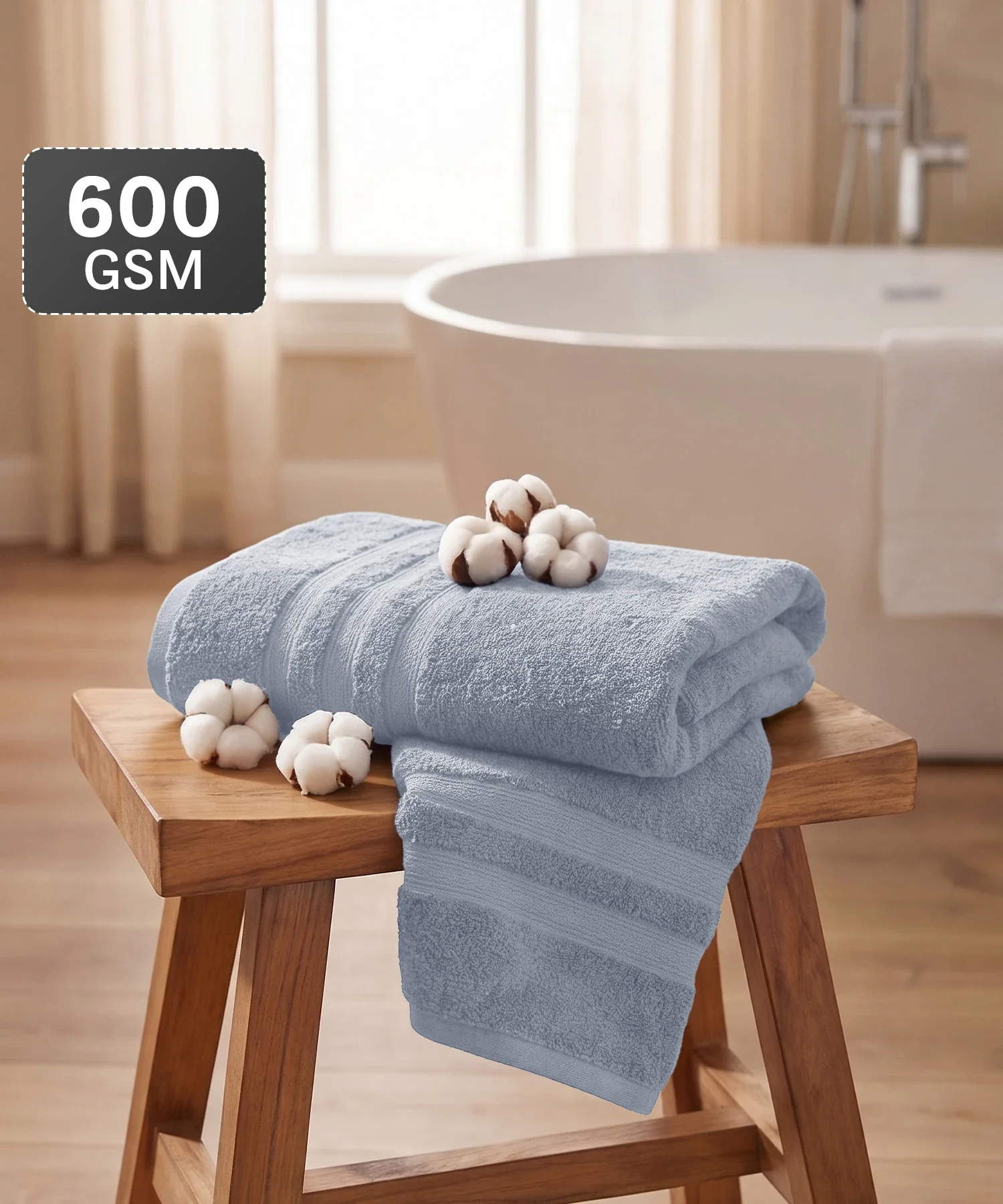 Luxe Home Supima Cotton Bath Towel, Ultimate Grey| 600 GSM | 100% Supima Cotton - Image 2