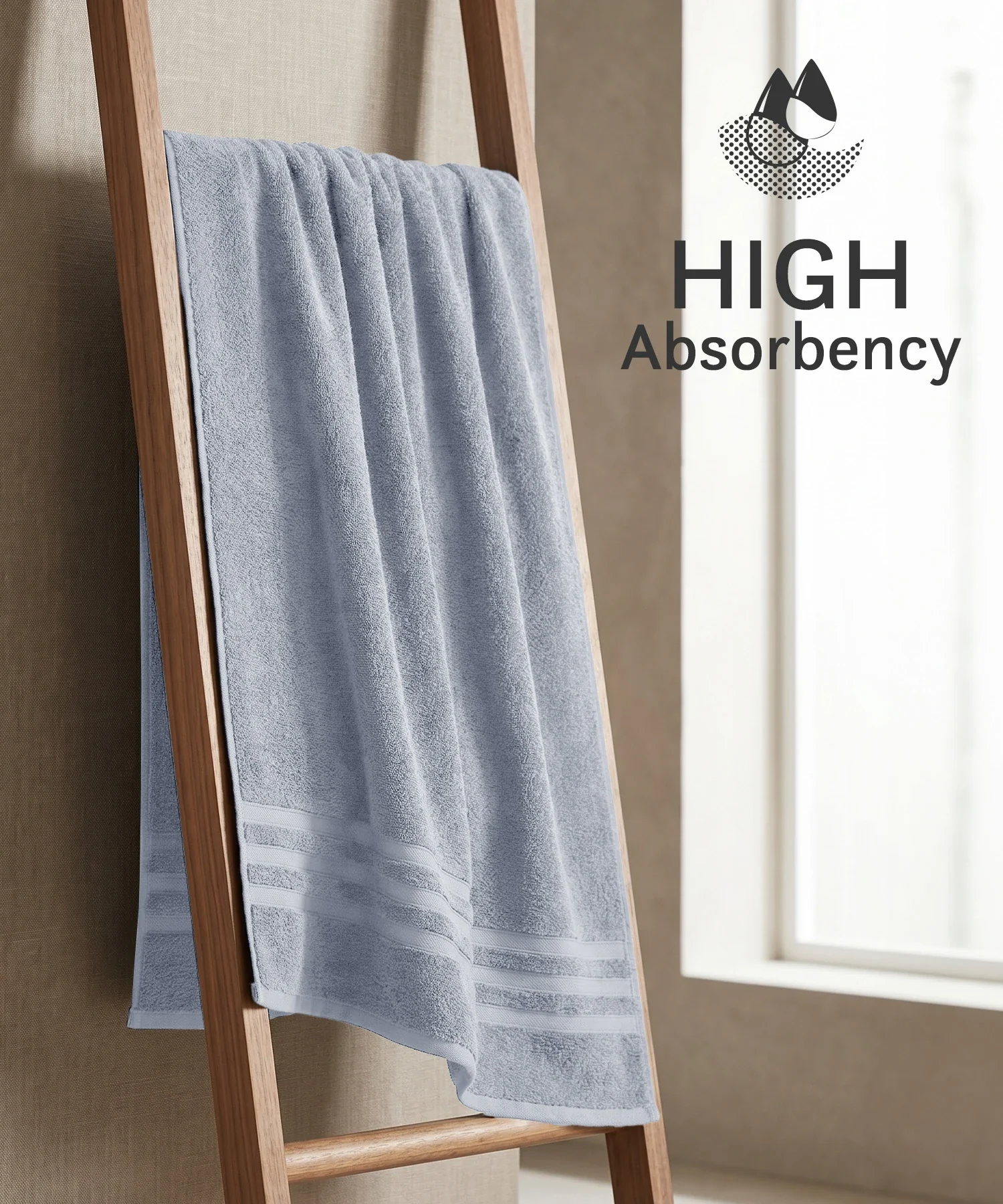 Luxe Home Supima Cotton Bath Towel, Ultimate Grey| 600 GSM | 100% Supima Cotton - Image 4