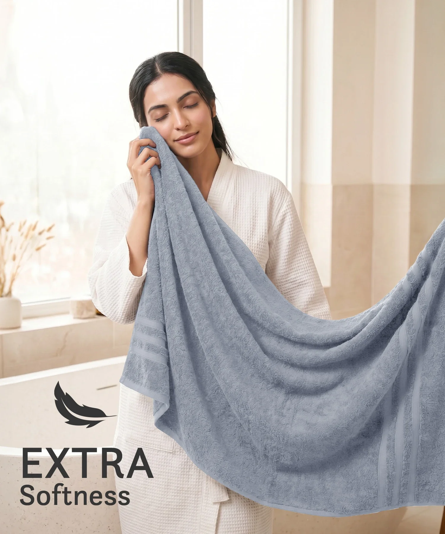 Luxe Home Supima Cotton Bath Towel, Ultimate Grey| 600 GSM | 100% Supima Cotton - Image 5