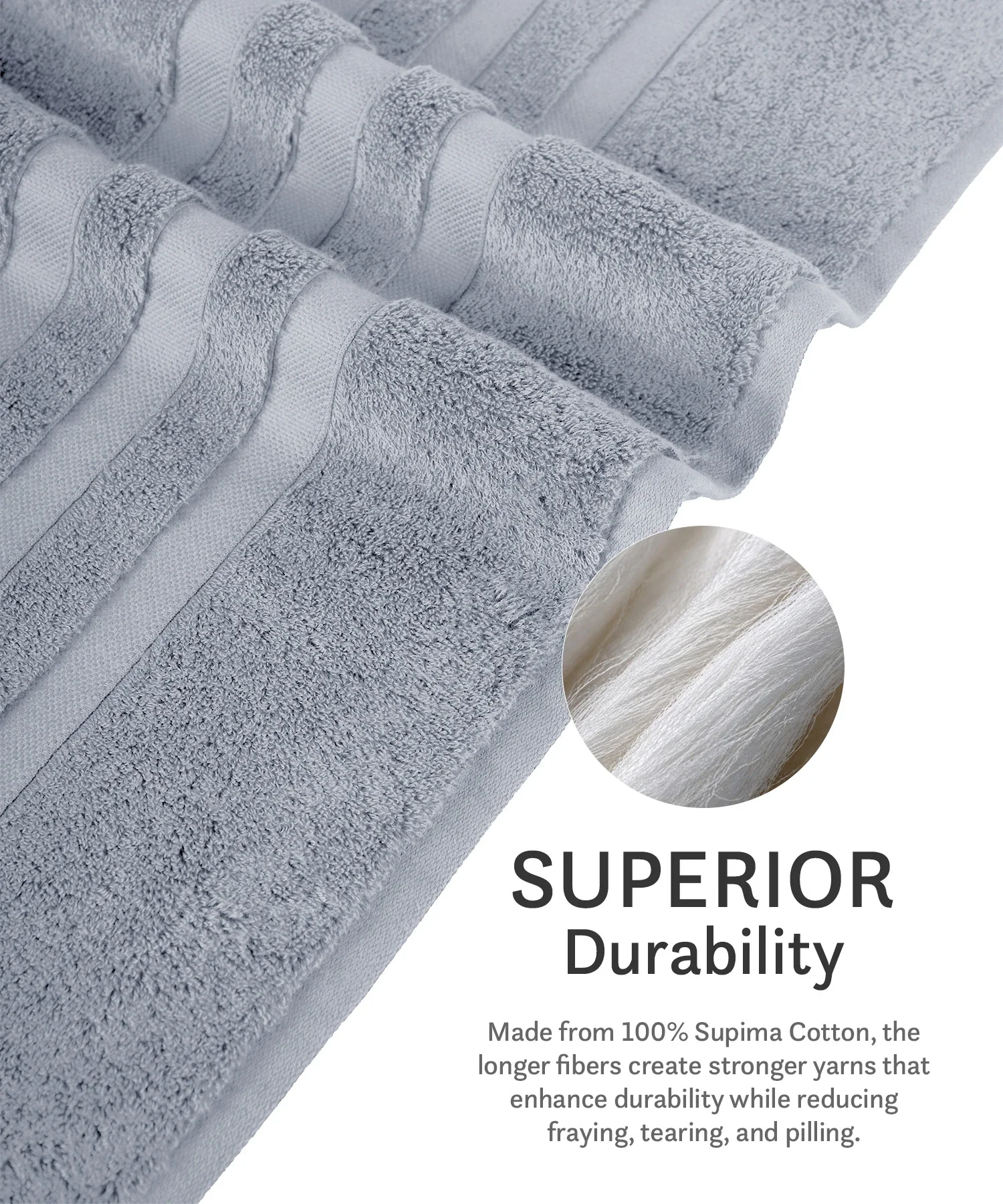 Luxe Home Supima Cotton Bath Towel, Ultimate Grey| 600 GSM | 100% Supima Cotton - Image 9