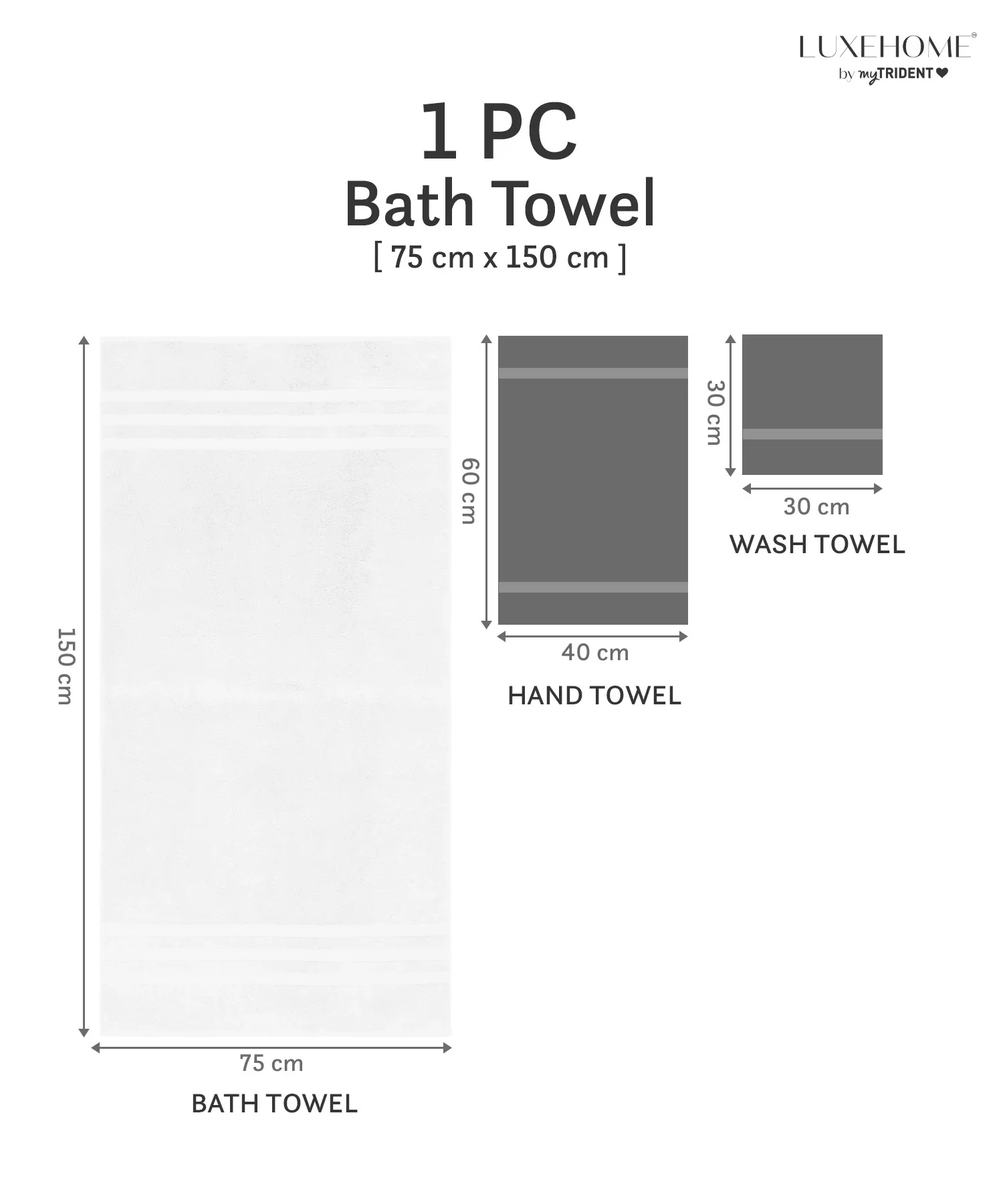Luxehome Supima Cotton Bath Towel, White| 600 GSM | 100% Supima Cotton - Image 10