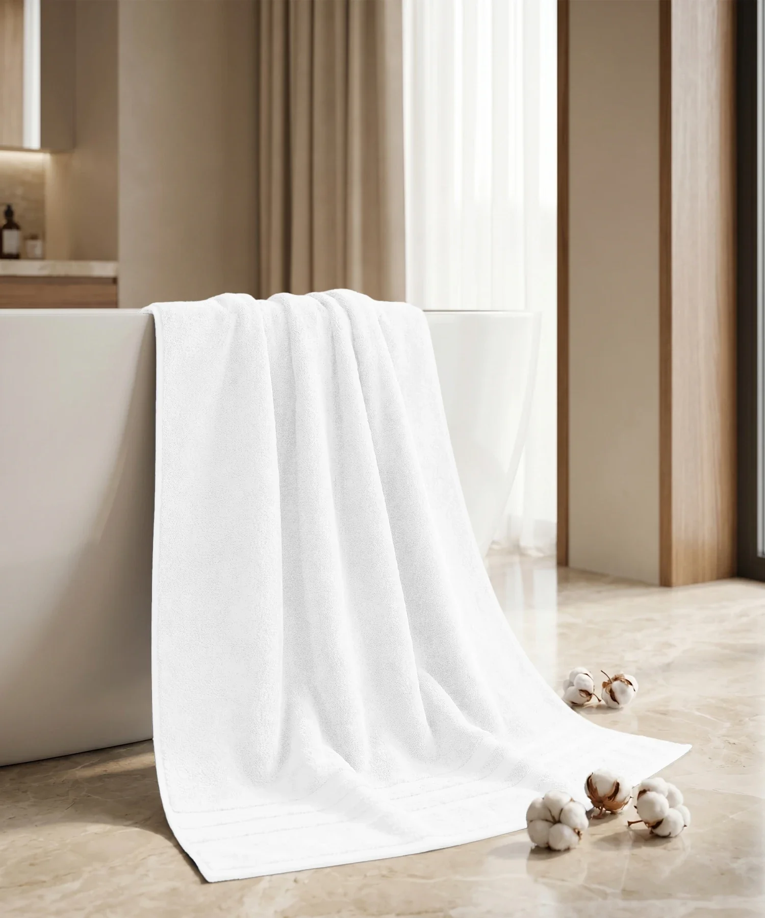 Luxehome Supima Cotton Bath Towel, White| 600 GSM | 100% Supima Cotton - Image 6