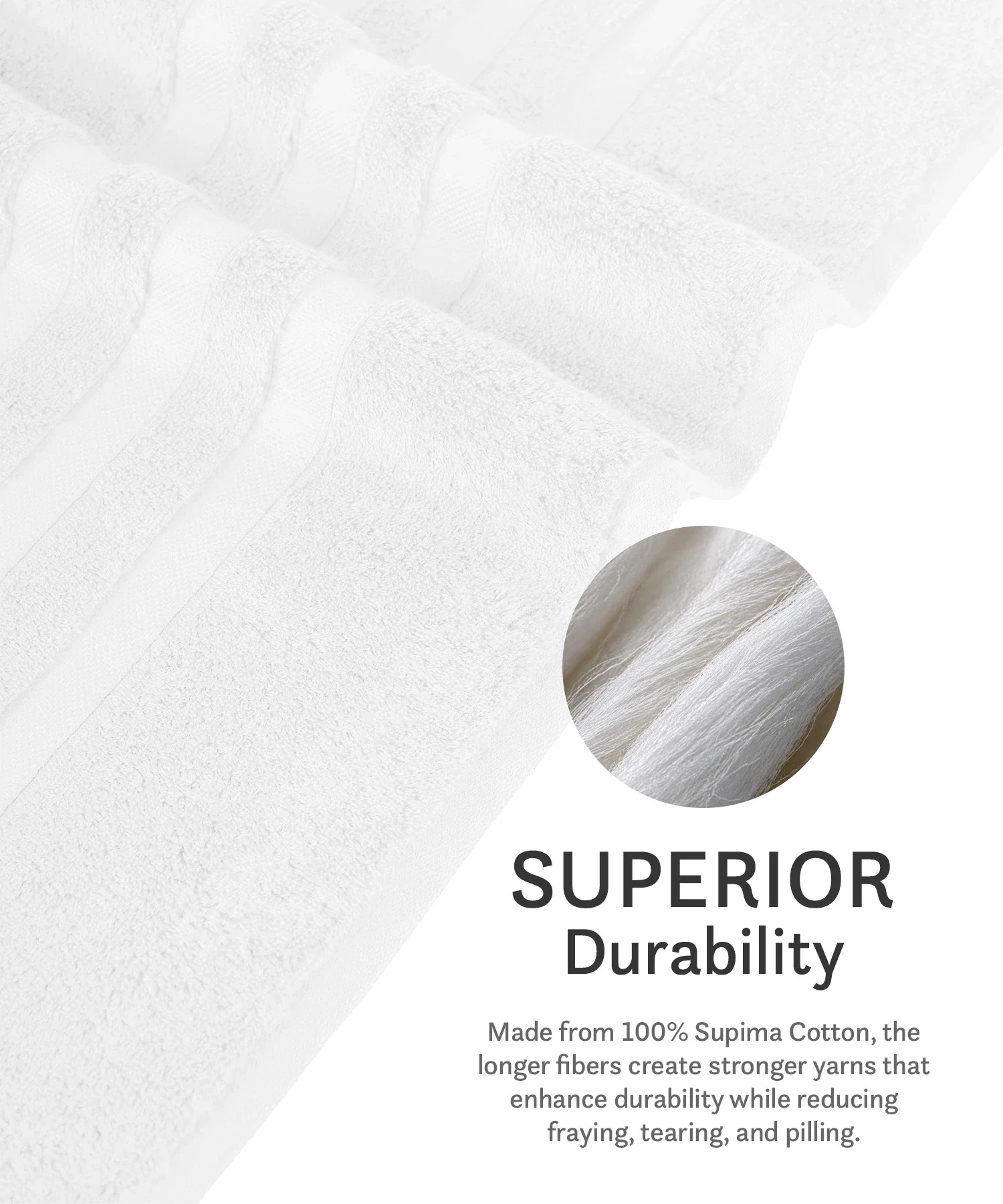Luxehome Supima Cotton Bath Towel, White| 600 GSM | 100% Supima Cotton - Image 9