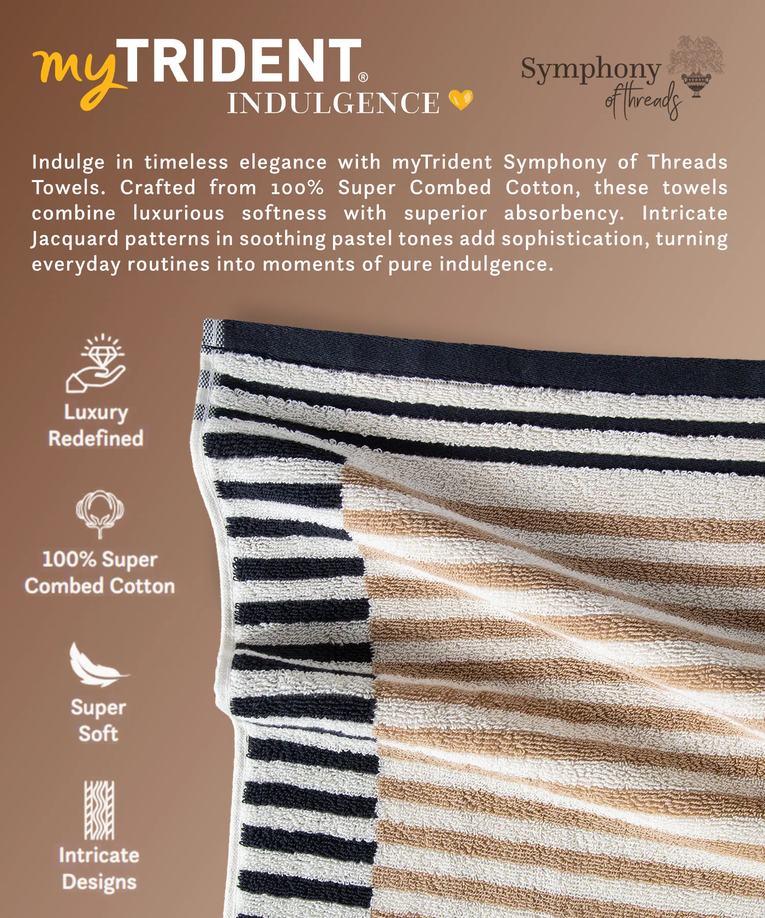 Symphony of Threads 6Pc Towel Set, Thrive-Ligne| 625 GSM Cotton - Image 8