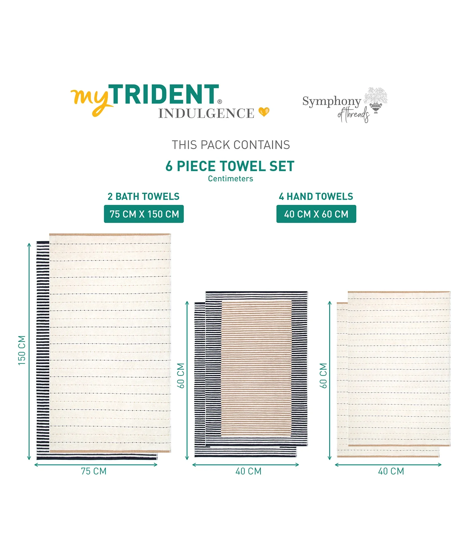 Symphony of Threads 6Pc Towel Set, Thrive-Ligne| 625 GSM Cotton - Image 9