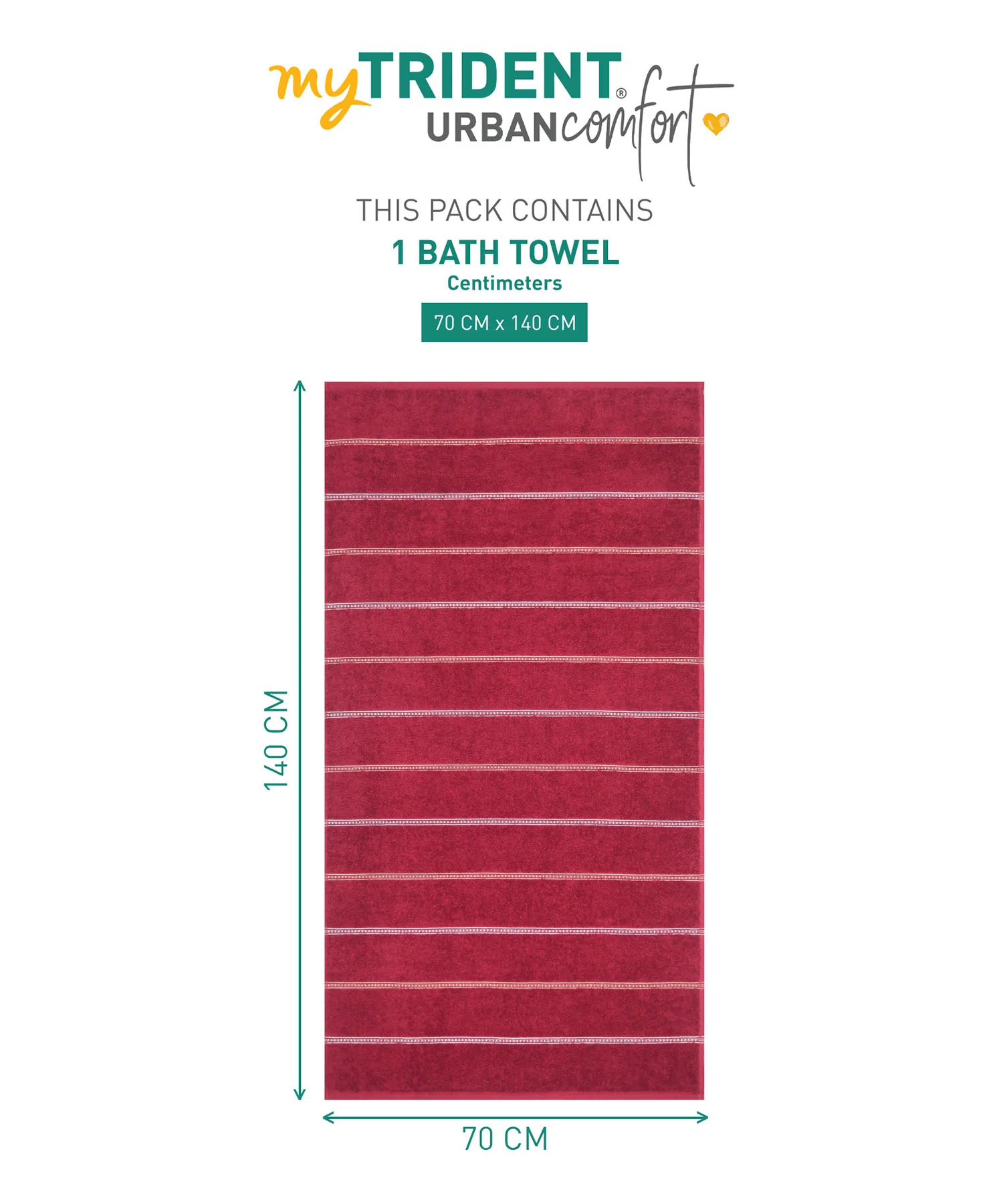 Urban Comfort Bath Towel, Rosie Wine| 450 GSM Cotton|Dry Fast - Image 5