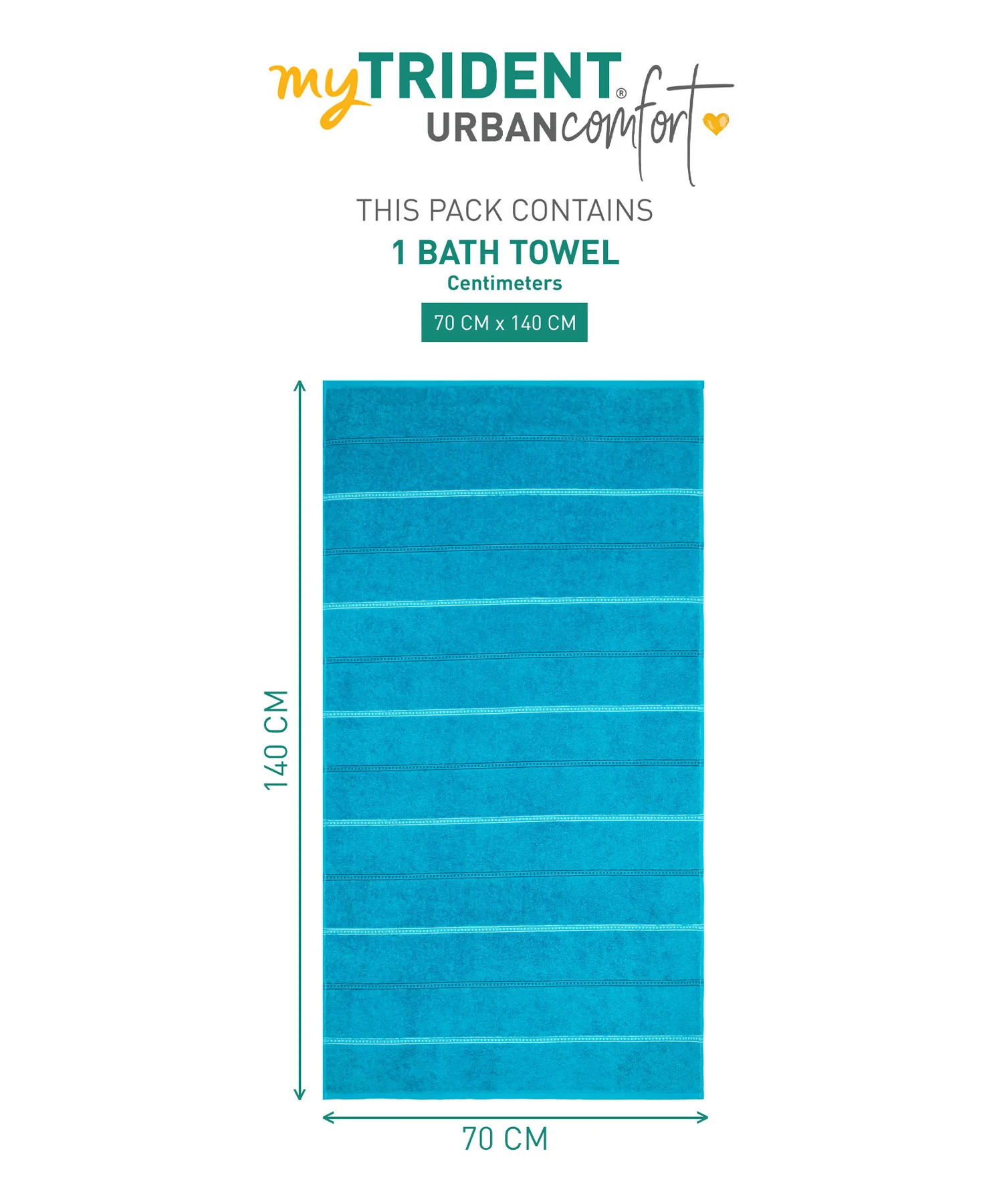 Urban Comfort Bath Towel, Tiffany Teal| 450 GSM Cotton|Dry Fast - Image 5