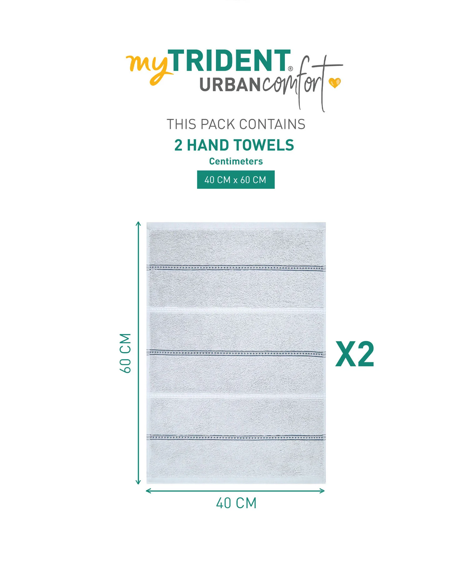 Urban Comfort 2 Pc Hand Towel Set, Disty Grey| 450 GSM Cotton|Dry Fast - Image 9