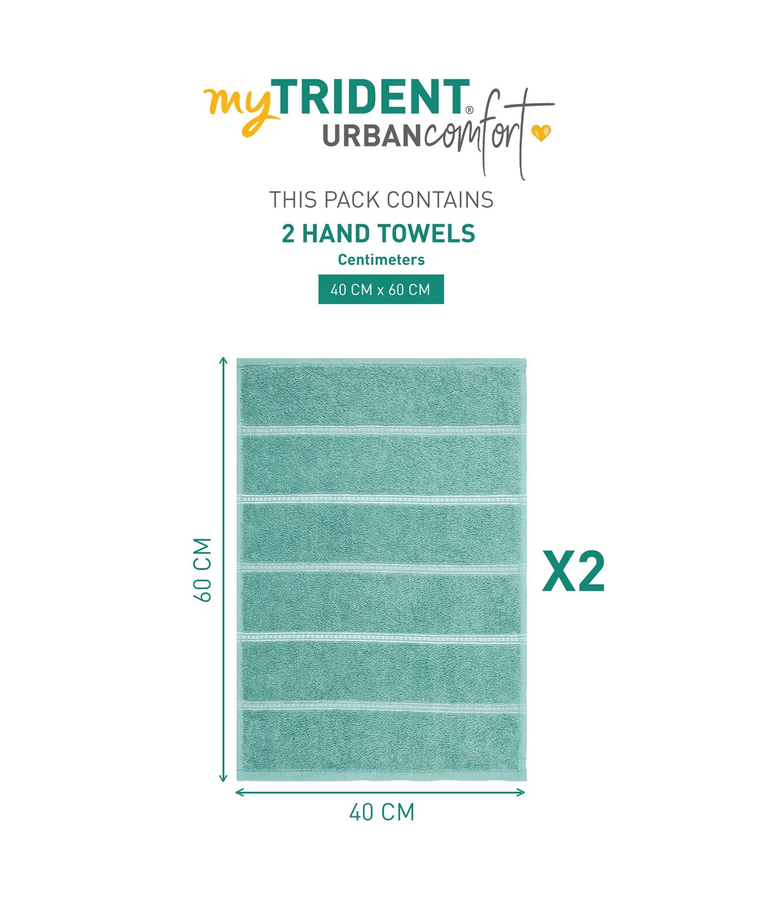 Urban Comfort 2 Pc Hand Towel Set, Shell Green| 450 GSM Cotton|Dry Fast - Image 8