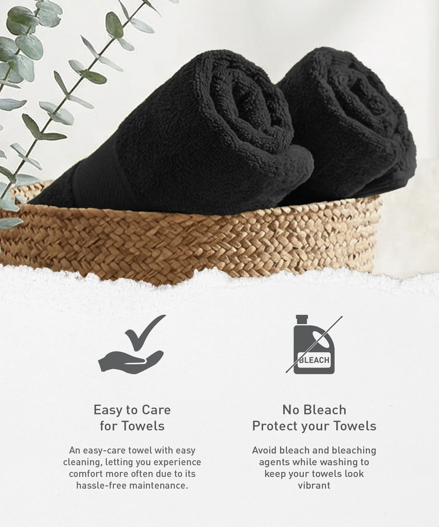Urban Comfort Bath Towel, Black| 450 GSM Cotton - Image 5