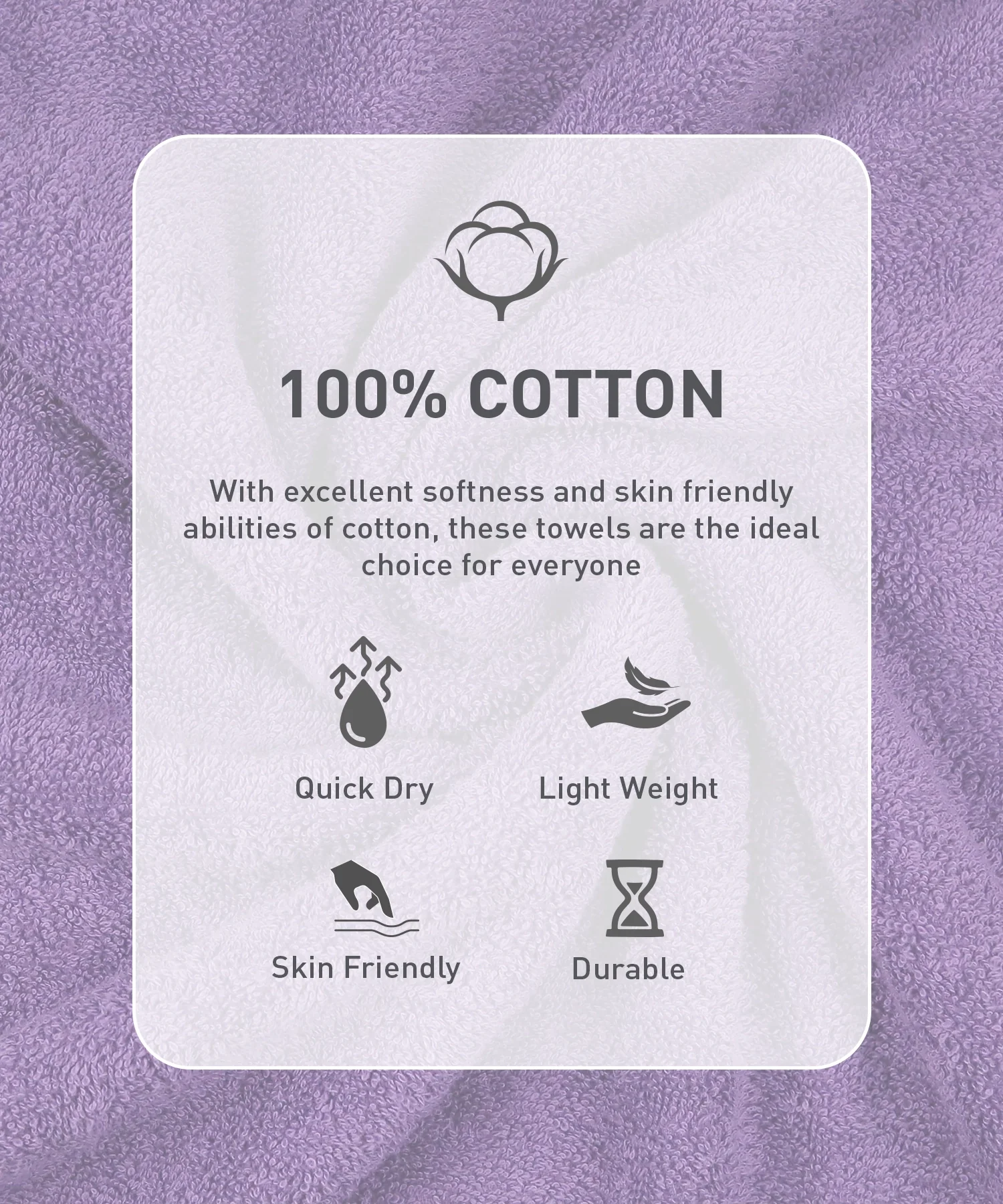 Urban Comfort Bath Towel, Purple| 450 GSM Cotton - Image 4