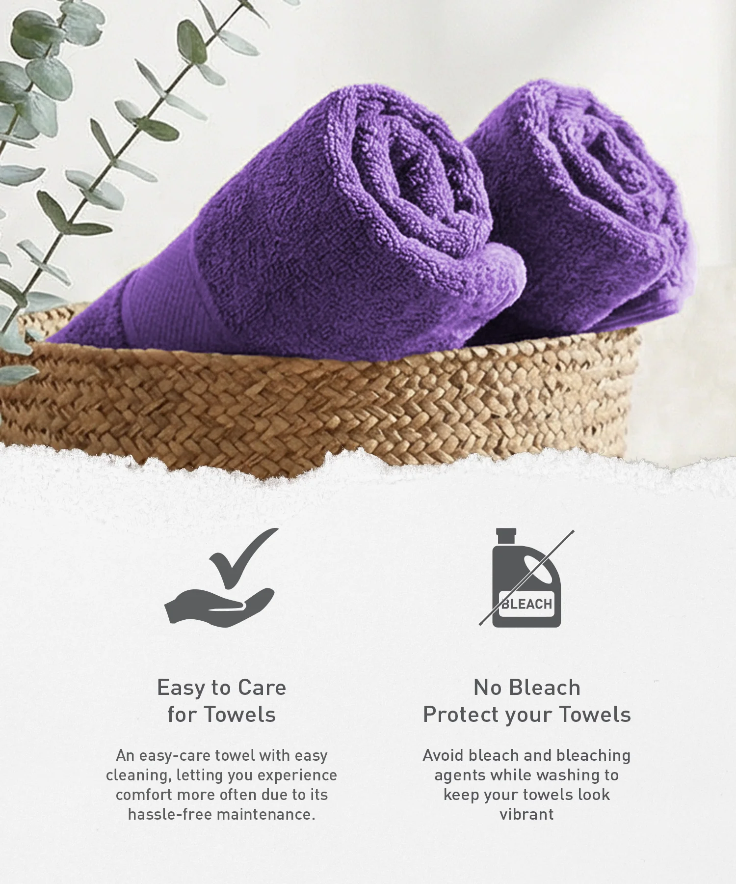 Urban Comfort Bath Towel, Purple| 450 GSM Cotton - Image 5