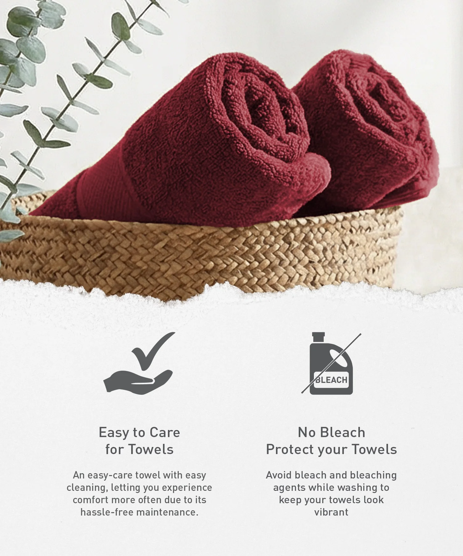 Urban Comfort Bath Towel, Wine Red| 450 GSM Cotton - Image 5