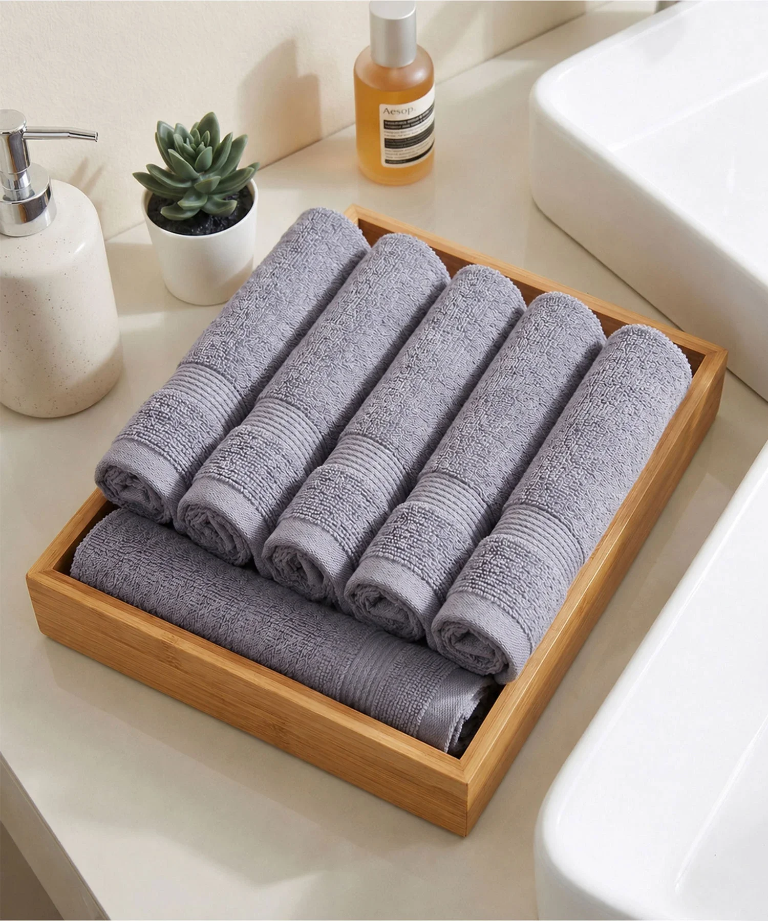 Urban Comfort 6Pc Face Towel Set, Charcoal| 450 GSM | 100% Cotton