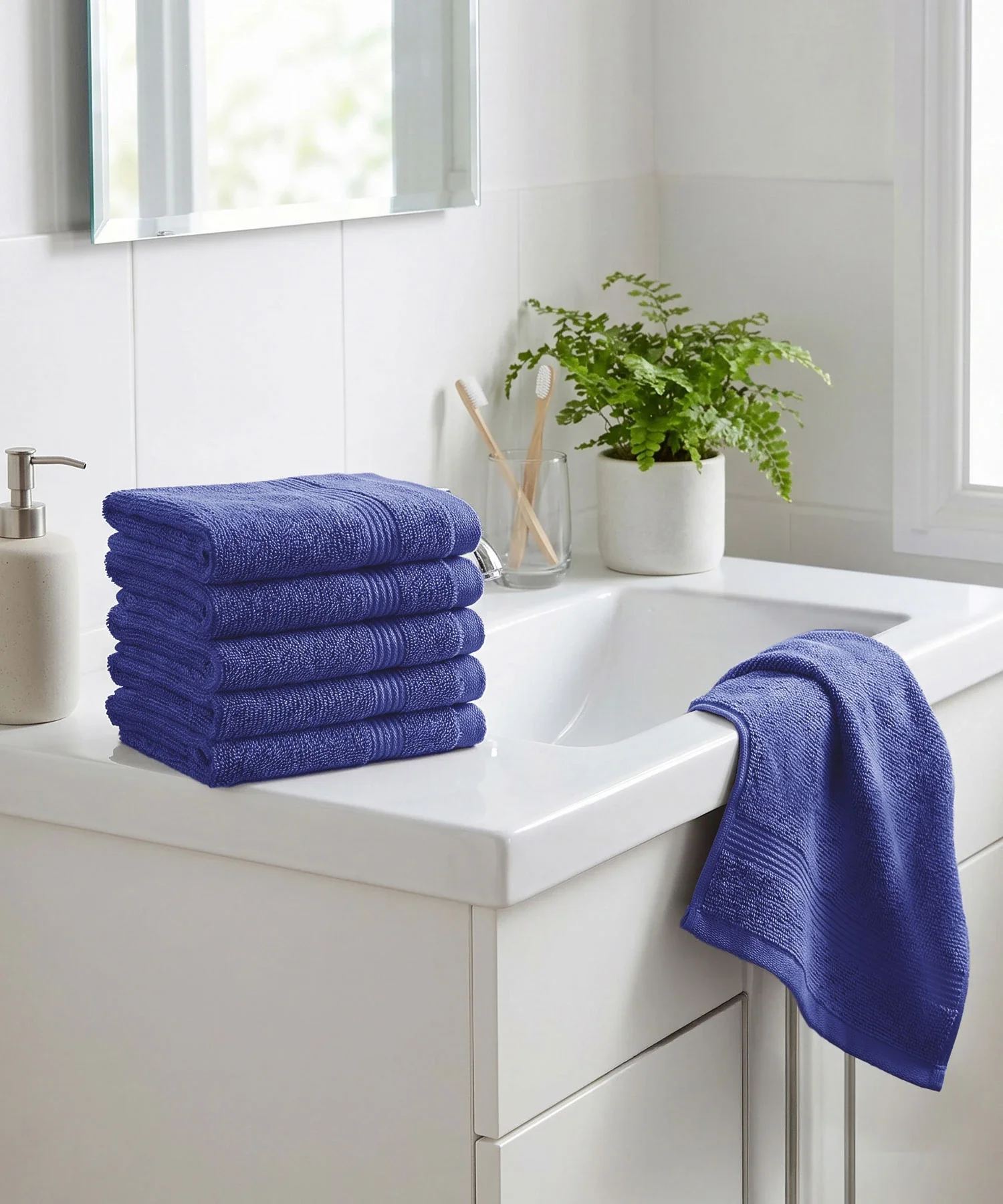 Urban Comfort 6Pc Face Towel Set, New Navy| 450 GSM | 100% Cotton - Image 3