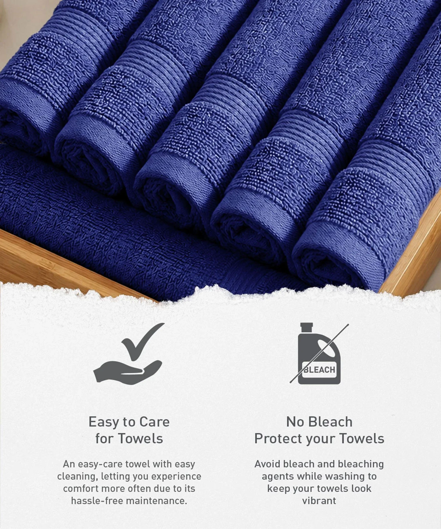 Urban Comfort 6Pc Face Towel Set, New Navy| 450 GSM | 100% Cotton - Image 6