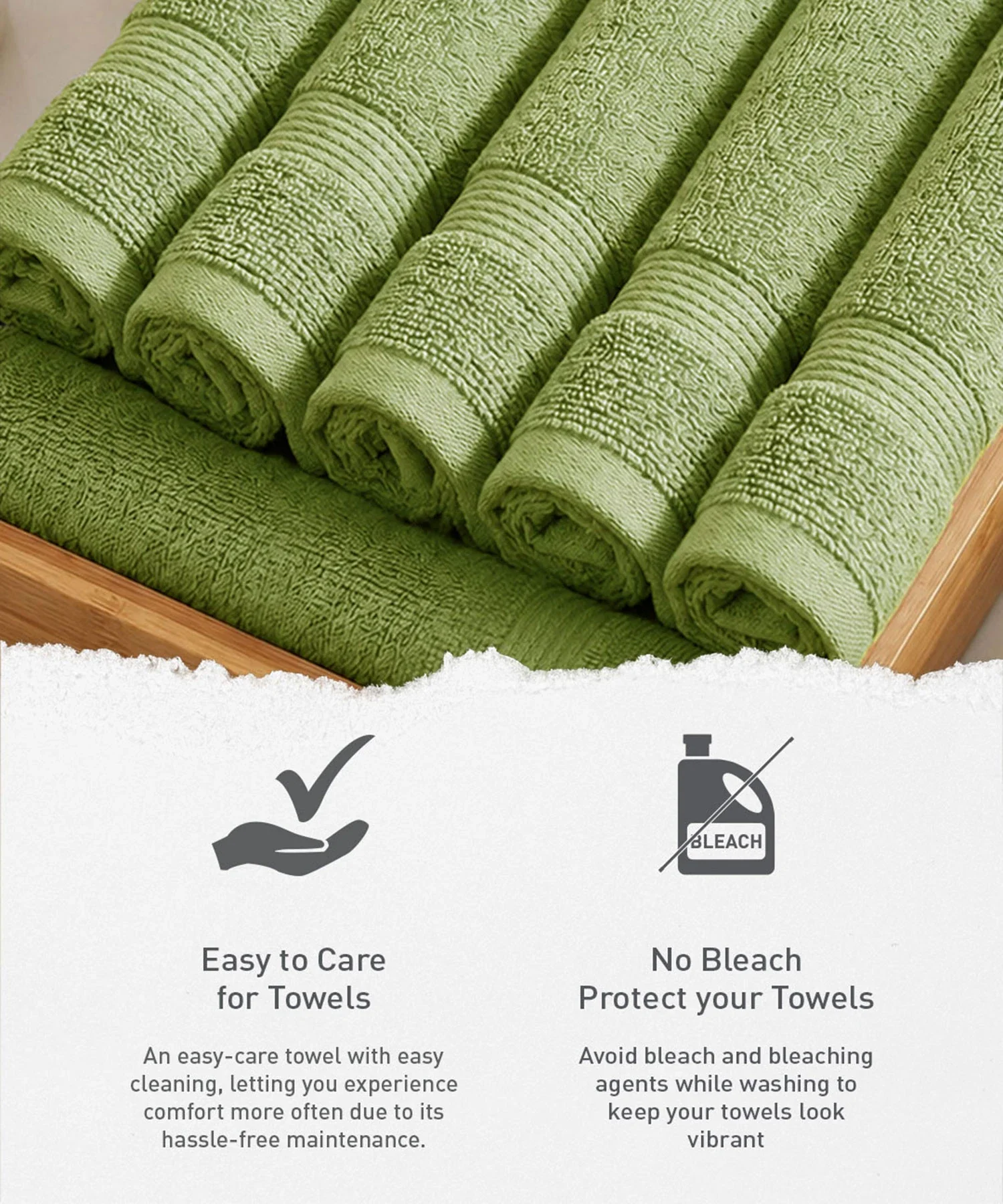 Urban Comfort  6Pc Face Towel Set, Olive| 450 GSM | 100% Cotton - Image 6