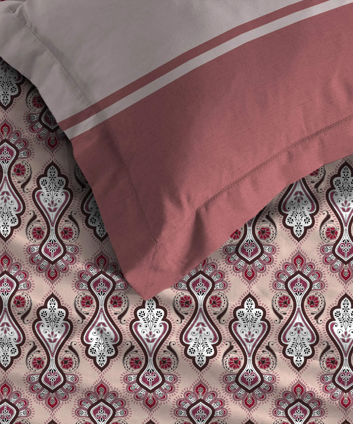 Urban Comfort Queen Bedsheet Set, Delicate Blush |144 TC Cotton| 2 Pillow Covers - Image 8