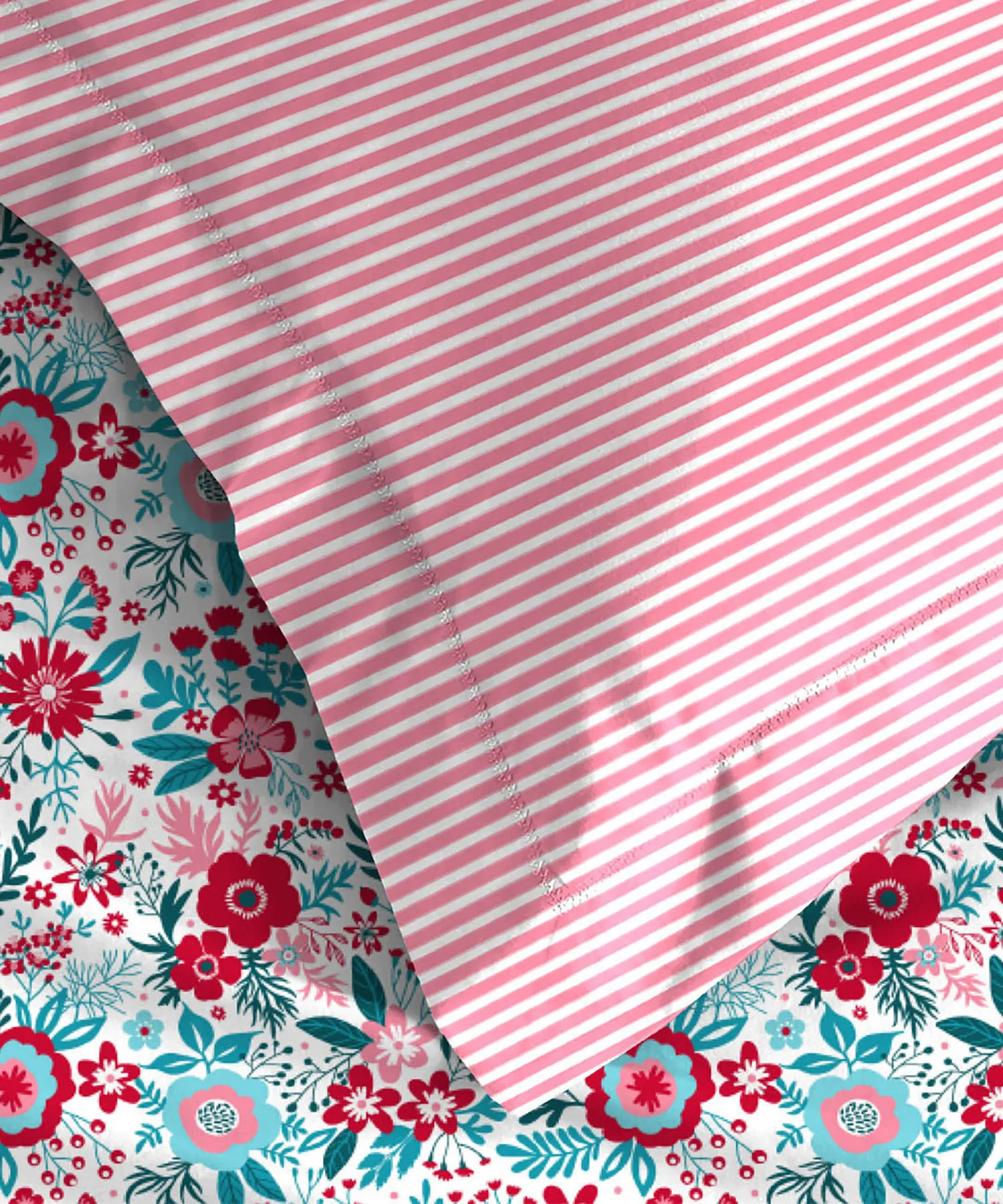 Urban Comfort Queen Bedsheet Set, Gardenia Blooms Pink|144 TC Cotton| 2 Pillow Covers - Image 3