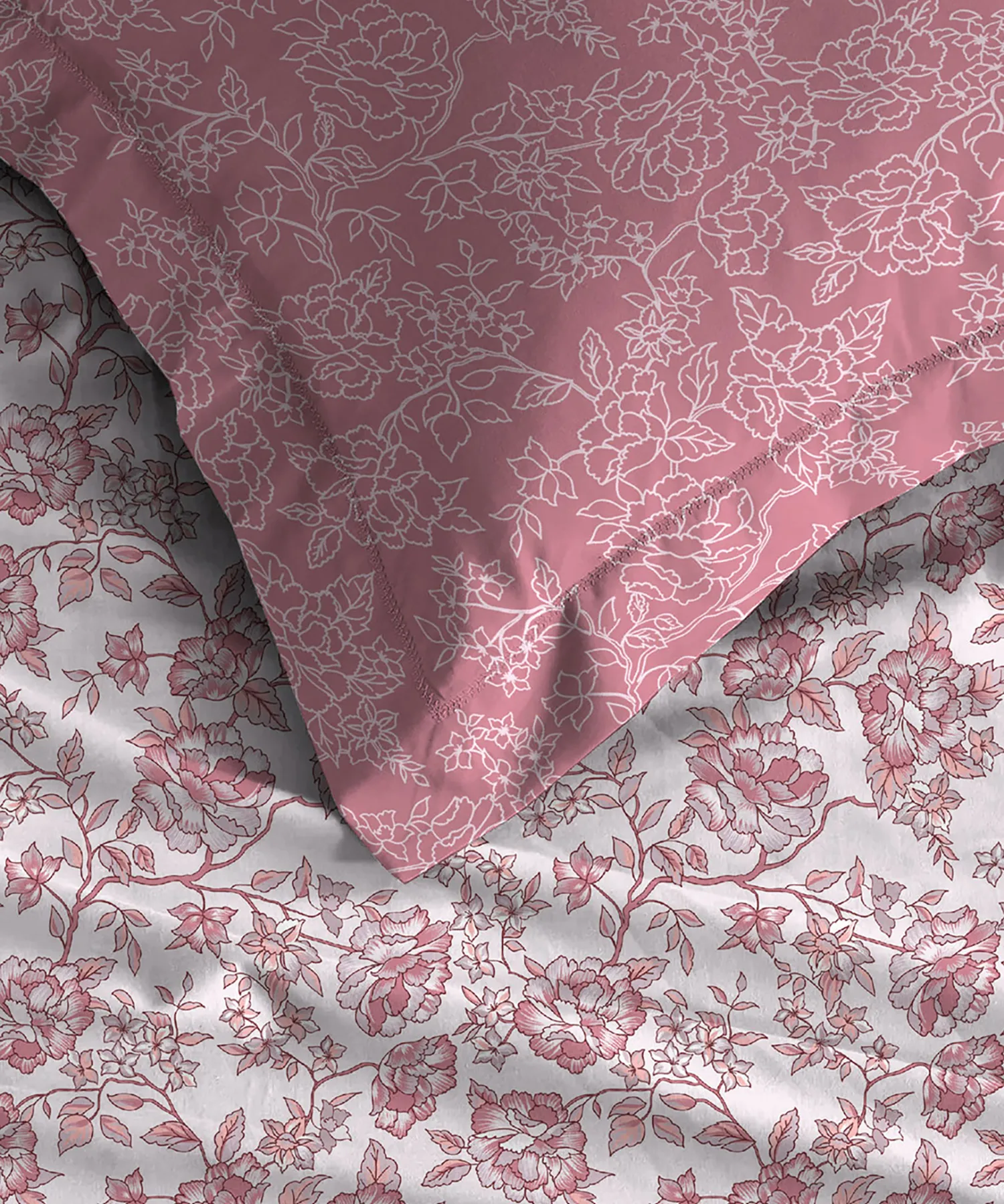 Urban Comfort Queen Bedsheet Set, Juliet Pink |144 TC Cotton| 2 Pillow Covers - Image 3
