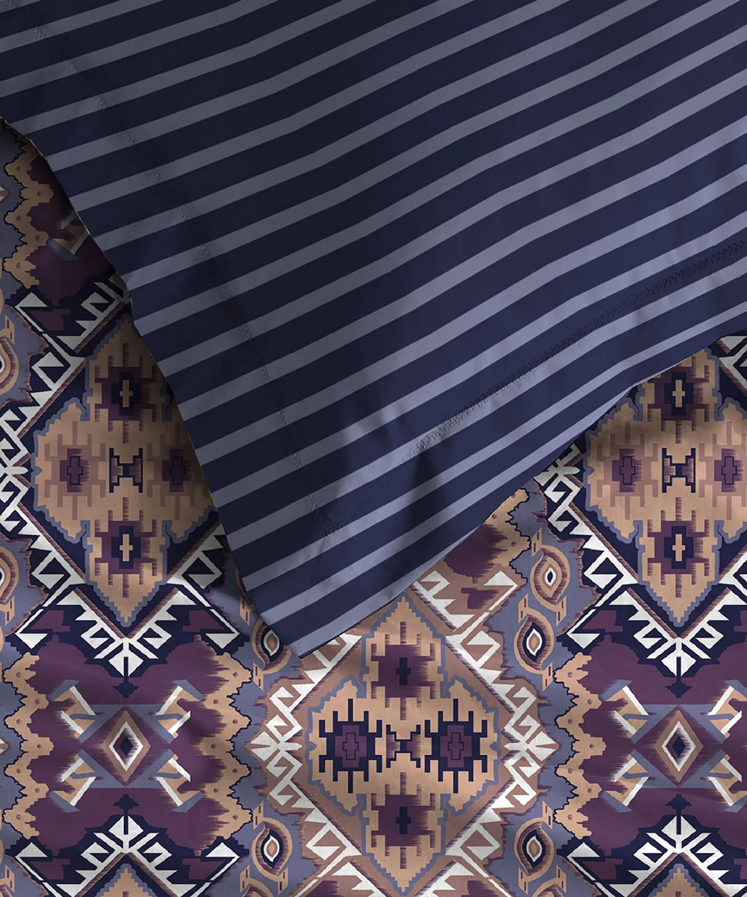 Urban Comfort Queen Bedsheet Set, Modern Indigo |144 TC Cotton| 2 Pillow Covers - Image 3