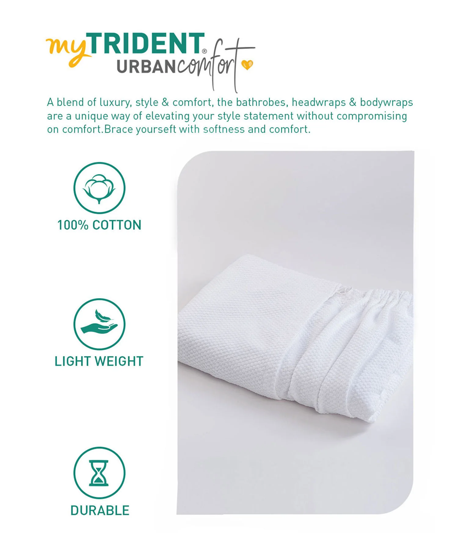 Urban Comfort (Head+Body)Wrap Set, Bright White | 240 GSM Cotton - Image 6