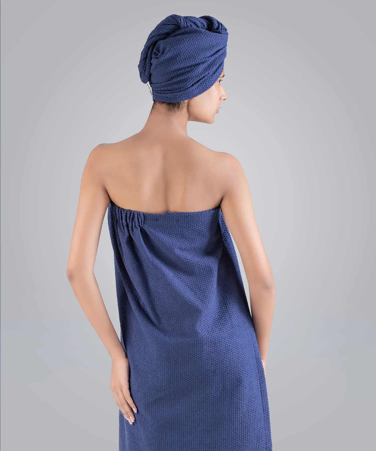 Urban Comfort (Head+Body)Wrap Set, Deep Cobalt| 240 GSM Cotton - Image 4