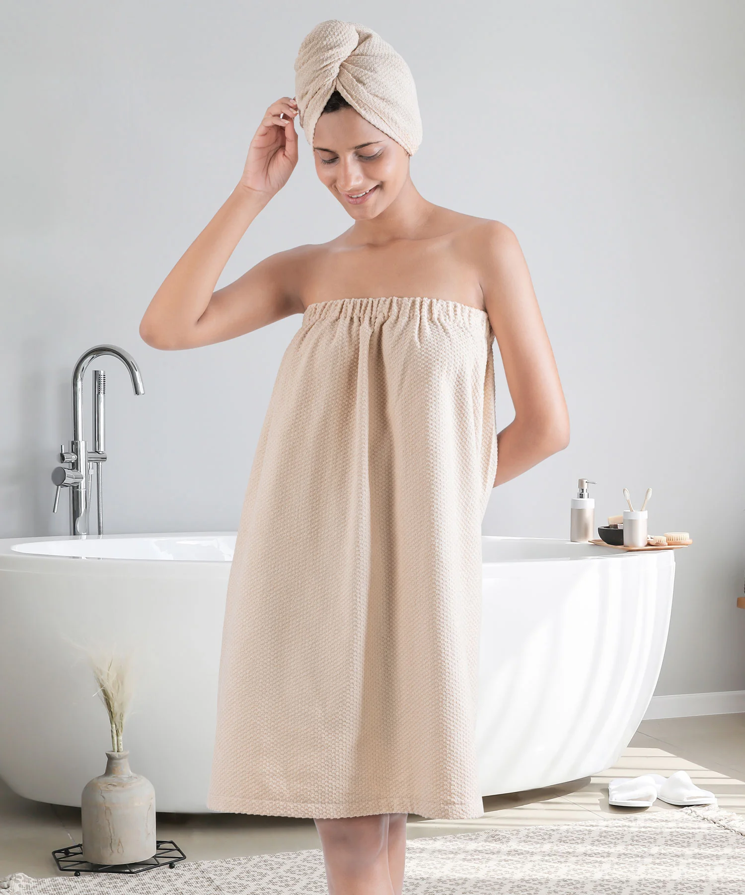Urban Comfort (Head+Body)Wrap Set, Sand| 240 GSM Cotton