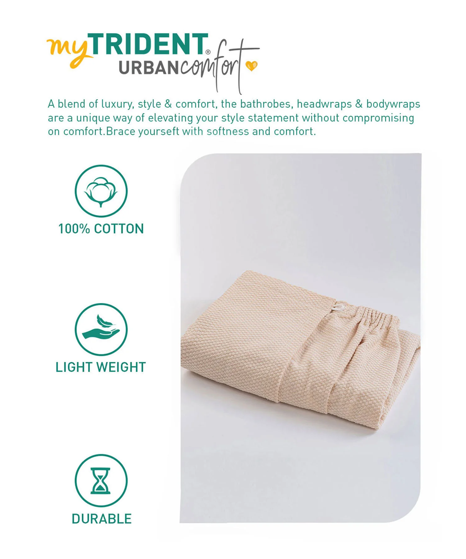 Urban Comfort (Head+Body)Wrap Set, Sand| 240 GSM Cotton - Image 6