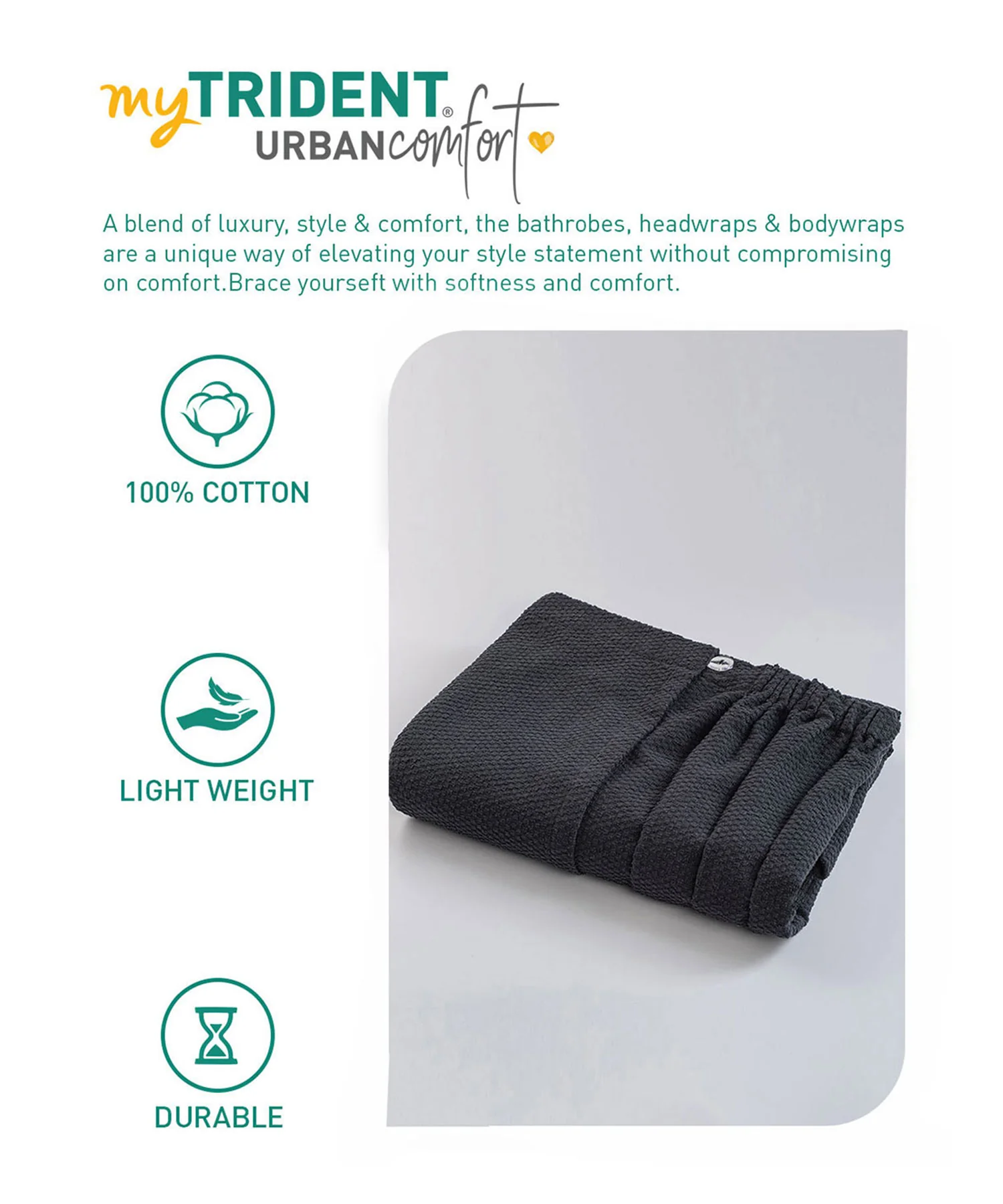 Urban Comfort (Head+Body)Wrap Set, Shoe Black| 240 GSM Cotton - Image 6