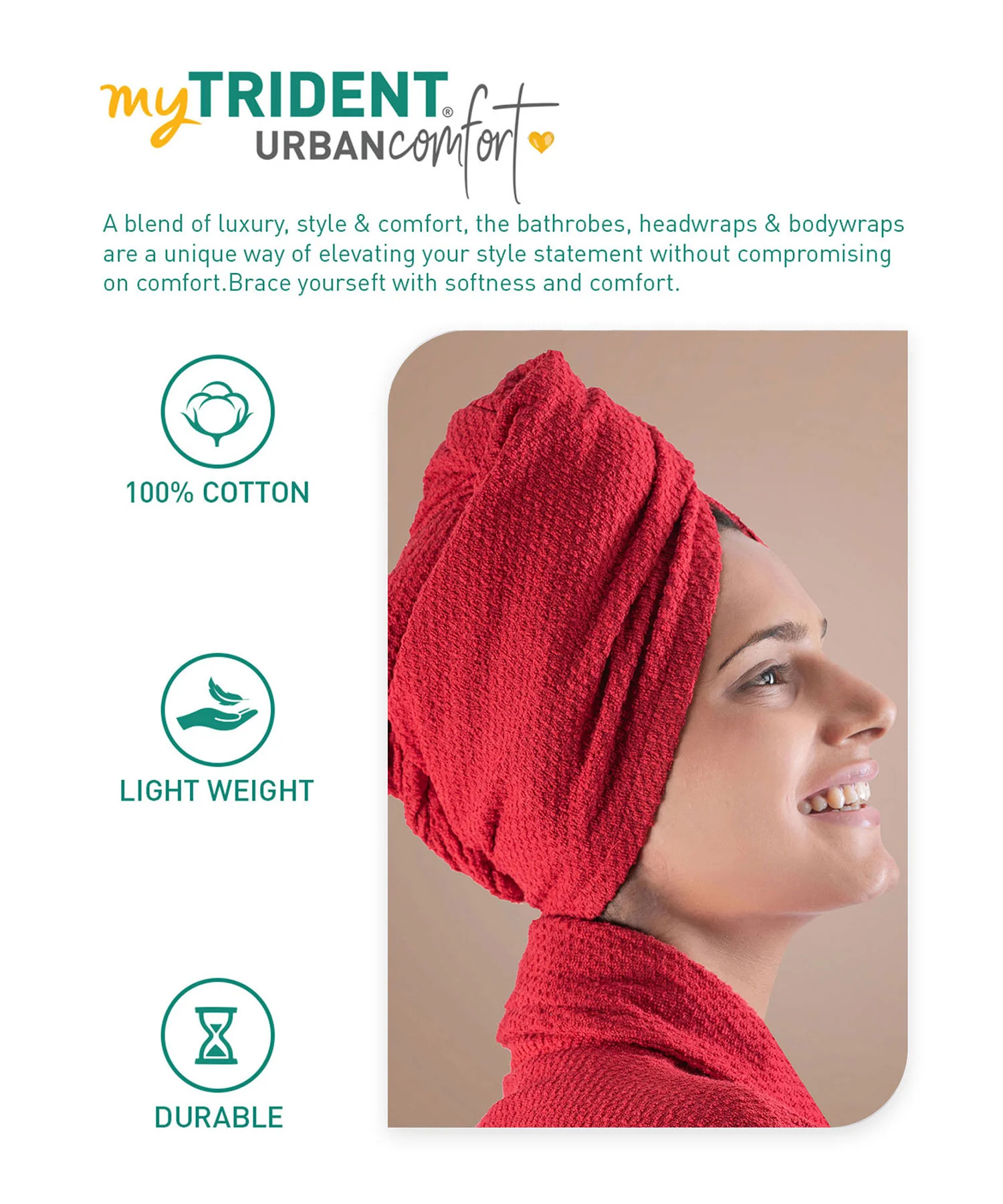 Urban Comfort Headwrap, Tango Red | 240 GSM Cotton - Image 6