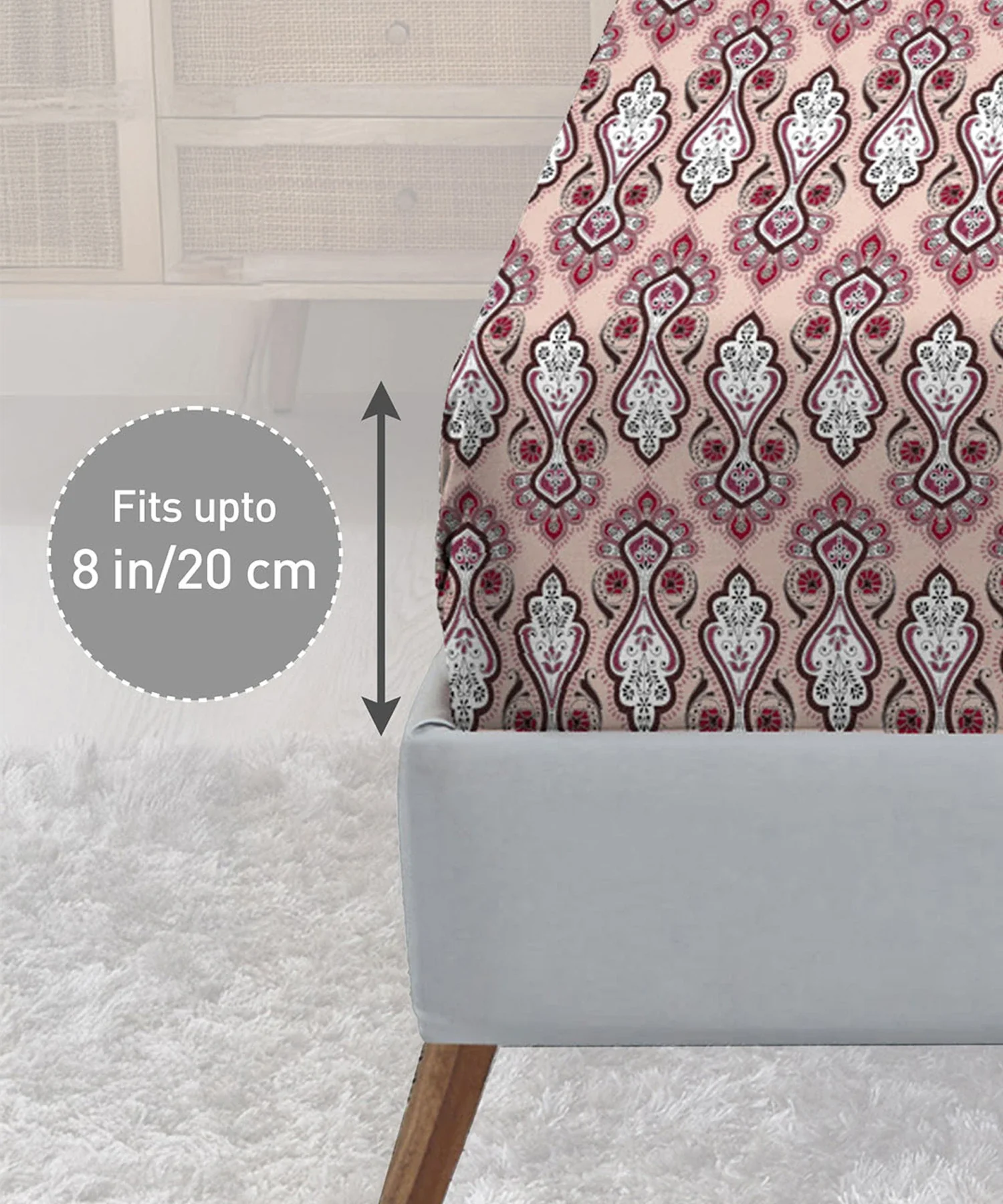 Urban Comfort King Fitted Bedsheet Set, Delicate Blush |144 TC Cotton| 2 Pillow Covers - Image 4