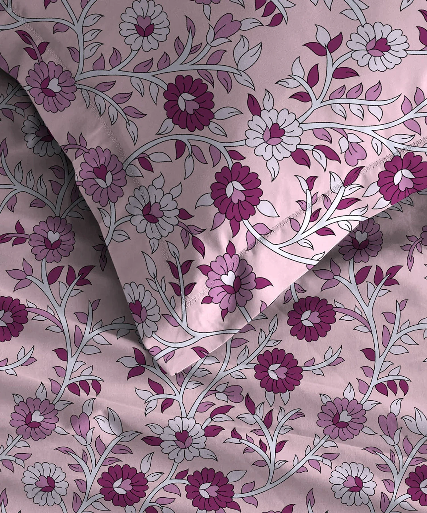 Urban Comfort King Fitted Bedsheet Set, Desert Gardern Pink|144 TC Cotton| 2 Pillow Covers - Image 5