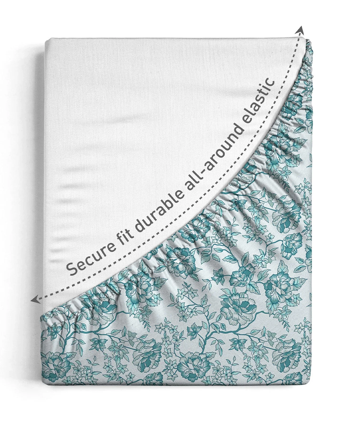 Urban Comfort King Fitted Bedsheet Set, Juliet Blue |144 TC Cotton| 2 Pillow Covers - Image 3