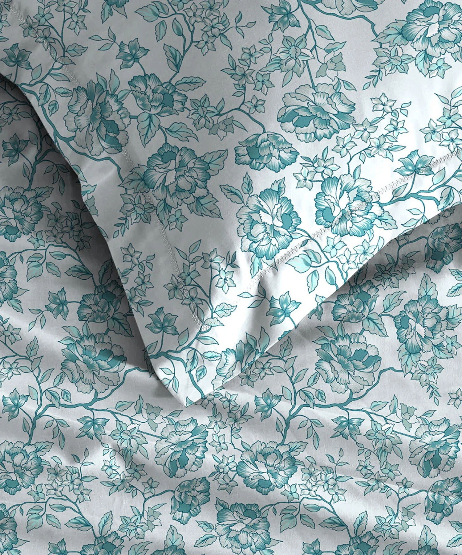Urban Comfort King Fitted Bedsheet Set, Juliet Blue |144 TC Cotton| 2 Pillow Covers - Image 5