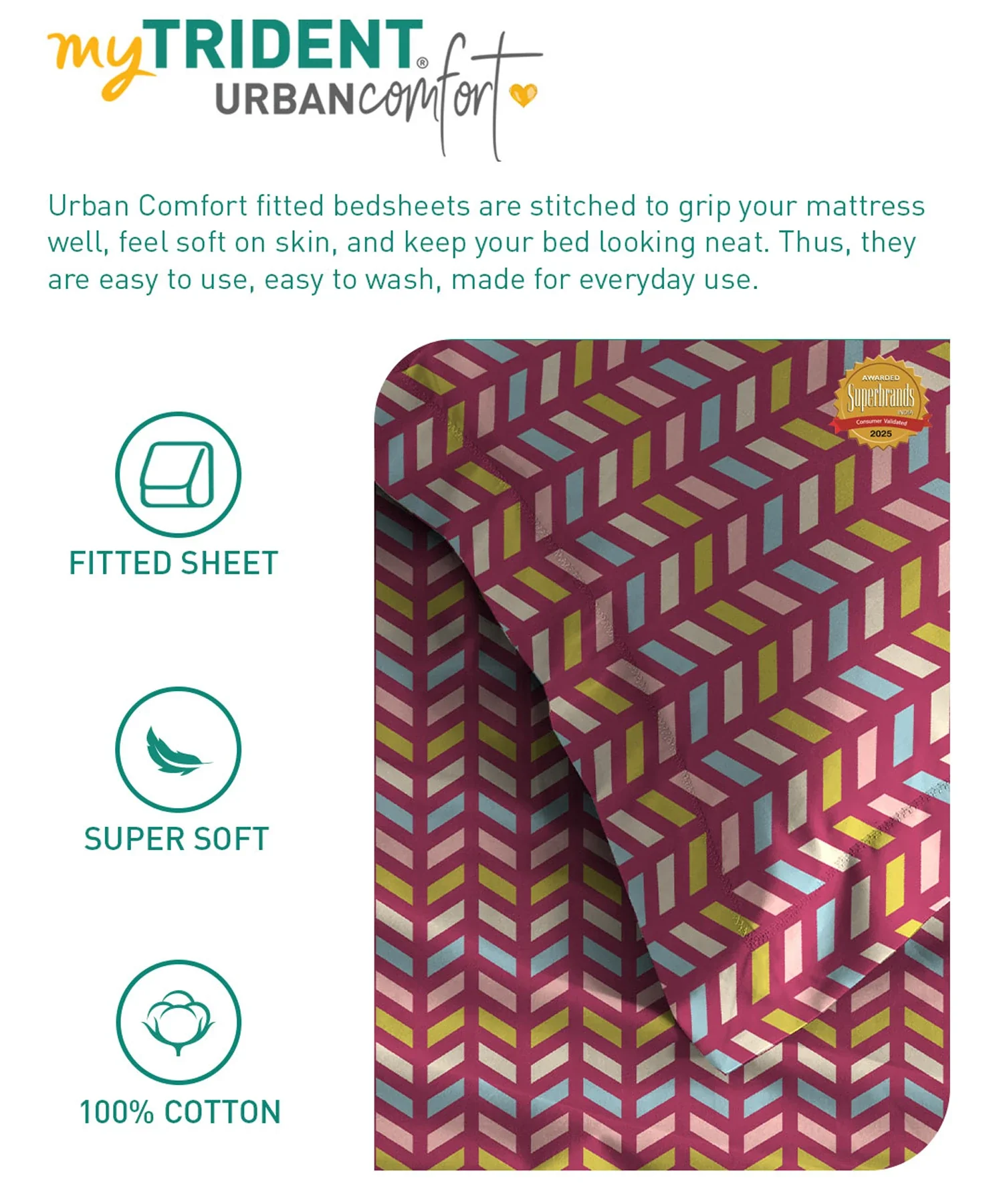 Urban Comfort King Fitted Bedsheet Set, Party Mood Pink|144 TC Cotton| 2 Pillow Covers - Image 7