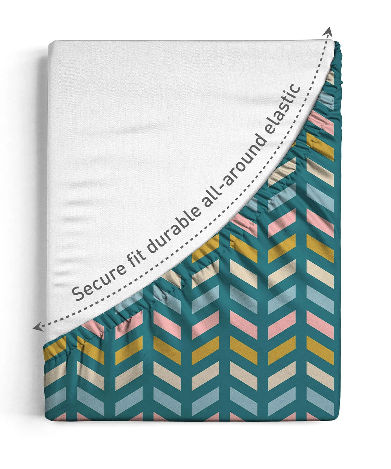 Urban Comfort King Fitted Bedsheet Set, Party Mood Teal|144 TC Cotton| 2 Pillow Covers - Image 3