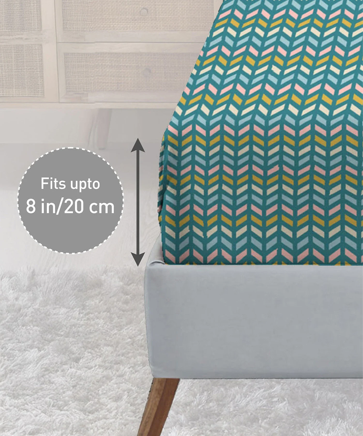 Urban Comfort King Fitted Bedsheet Set, Party Mood Teal|144 TC Cotton| 2 Pillow Covers - Image 4