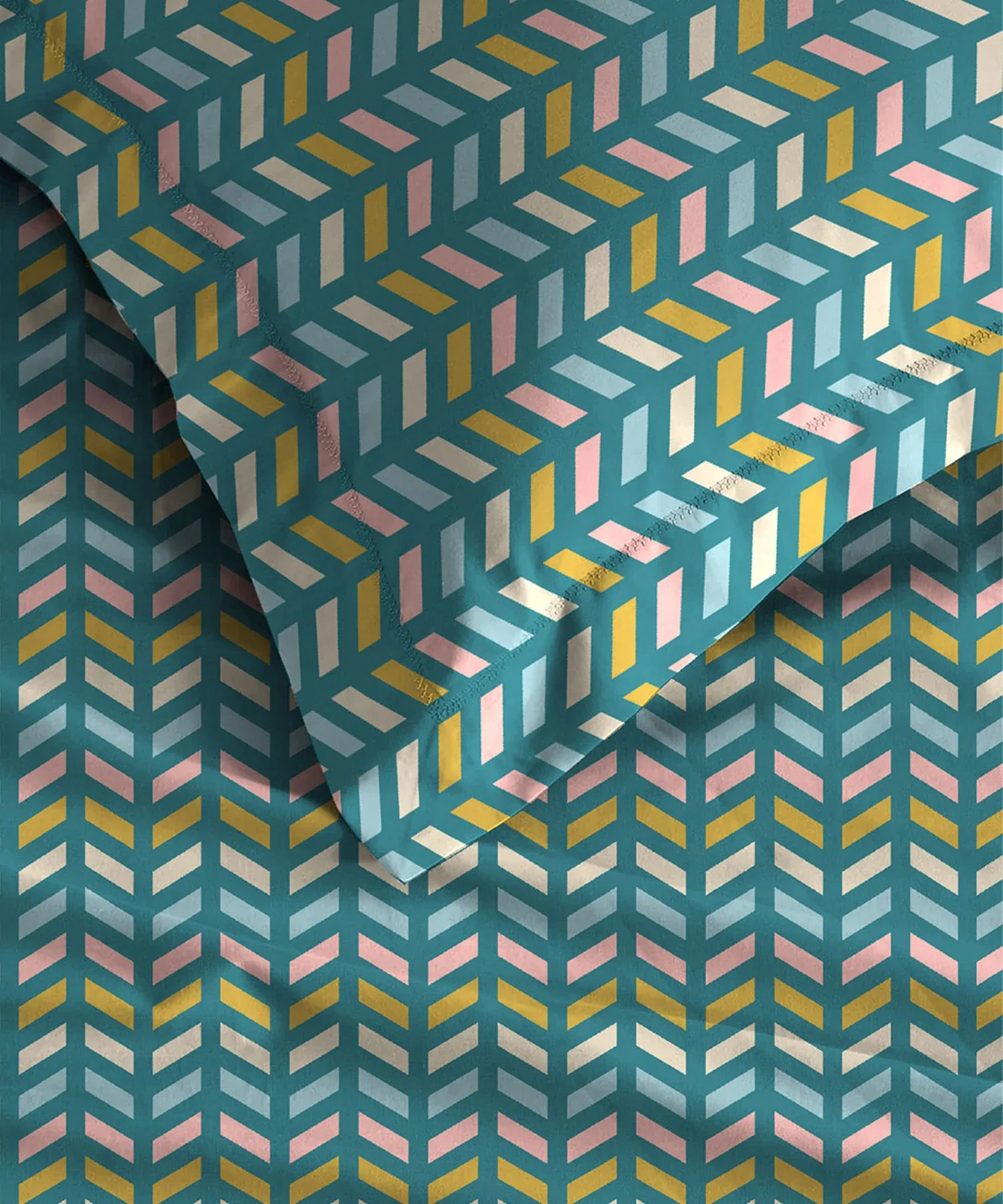 Urban Comfort King Fitted Bedsheet Set, Party Mood Teal|144 TC Cotton| 2 Pillow Covers - Image 5