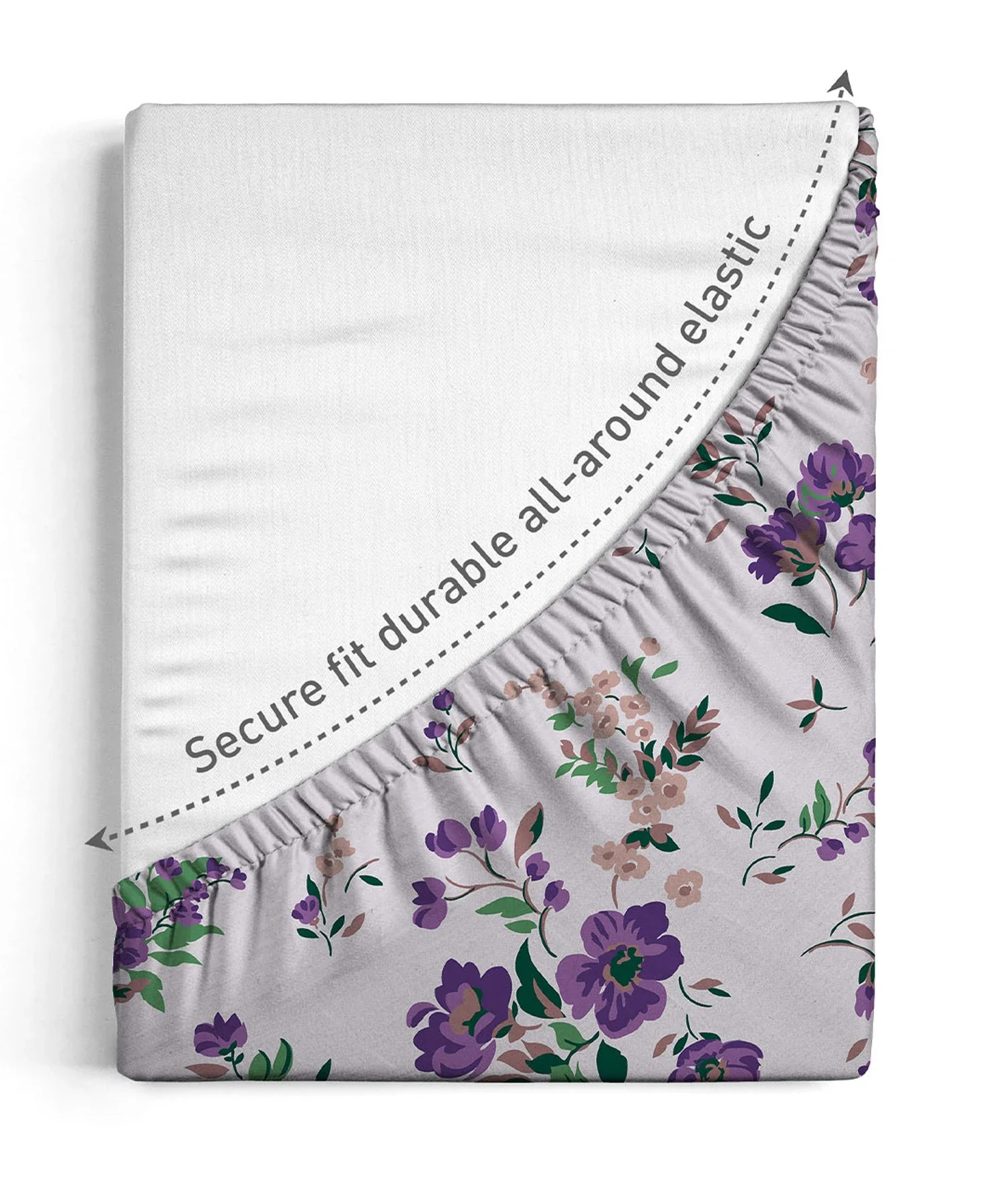 Urban Comfort King Fitted Bedsheet Set, Sunset Purple |144 TC Cotton| 2 Pillow Covers - Image 3