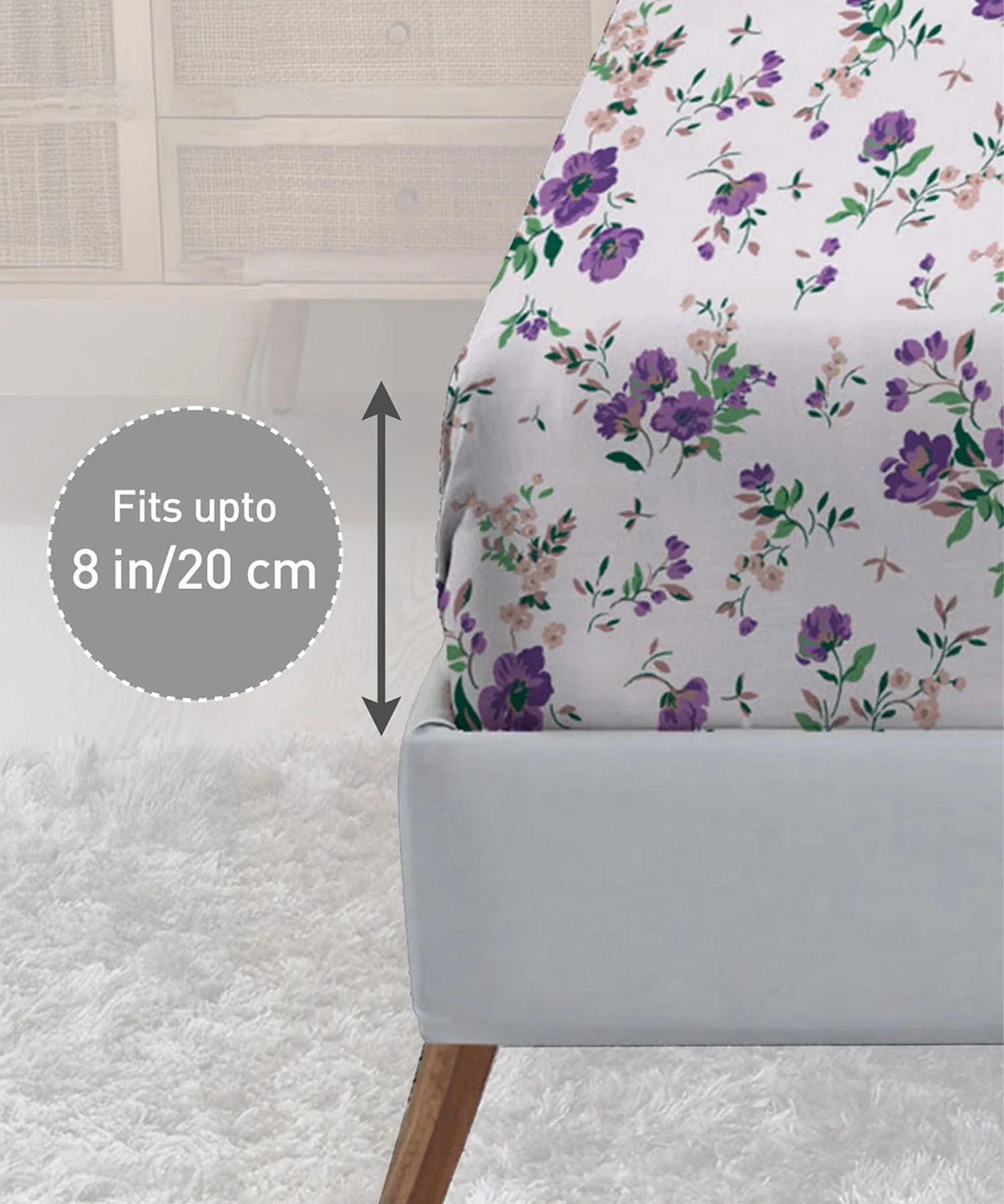 Urban Comfort King Fitted Bedsheet Set, Sunset Purple |144 TC Cotton| 2 Pillow Covers - Image 4