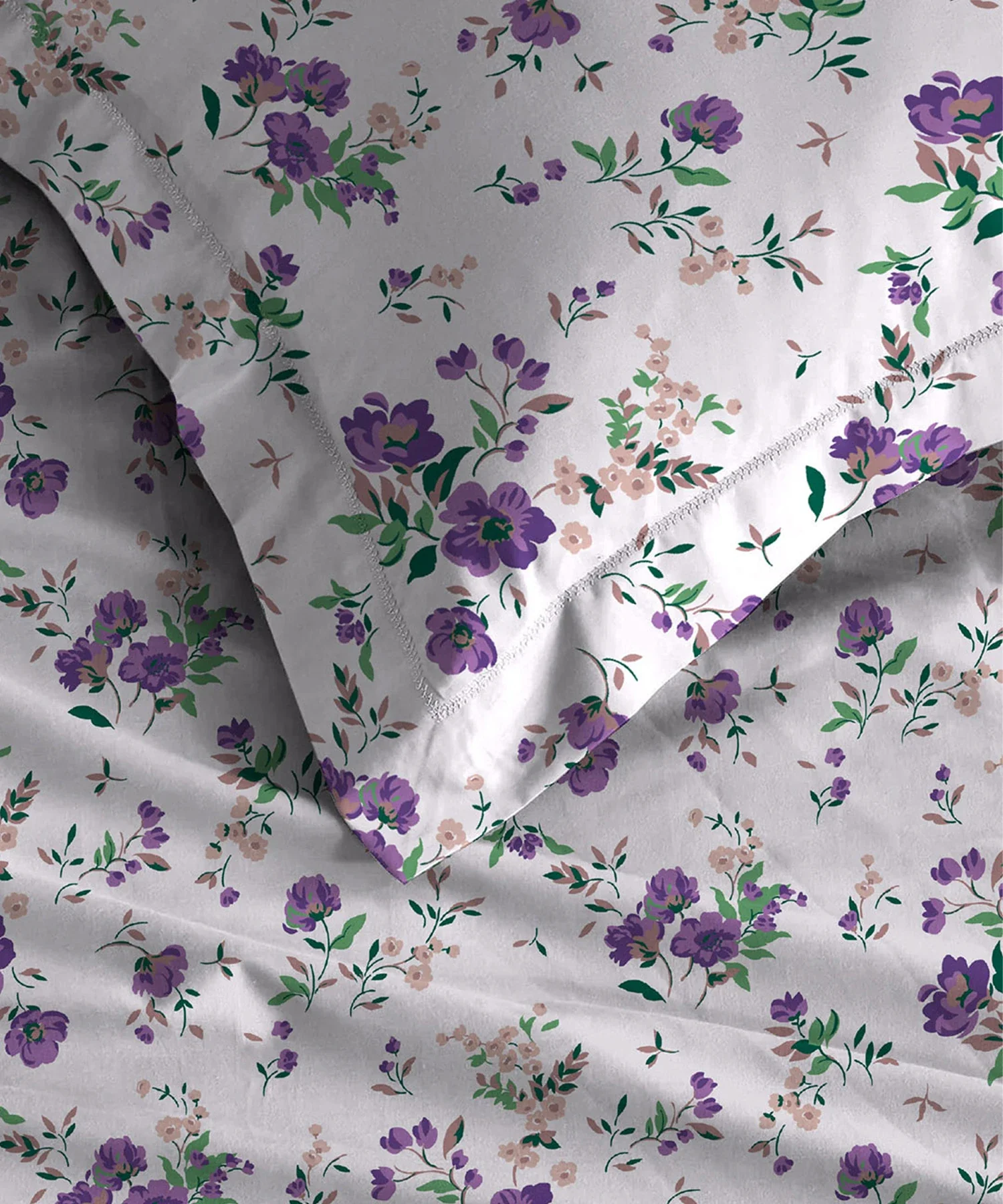 Urban Comfort King Fitted Bedsheet Set, Sunset Purple |144 TC Cotton| 2 Pillow Covers - Image 5