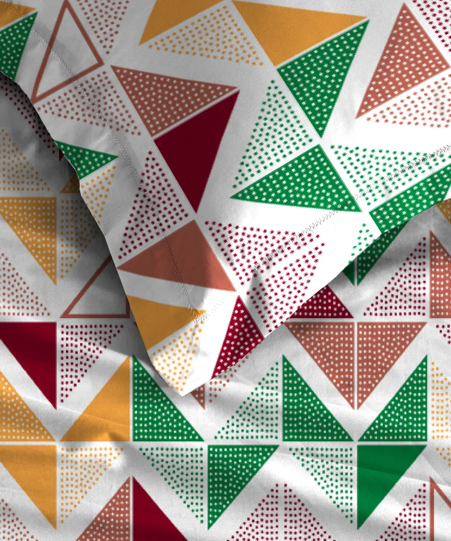 Urban Comfort King Fitted Bedsheet Set, Trippy Triangles Red|144 TC Cotton| 2 Pillow Covers - Image 5