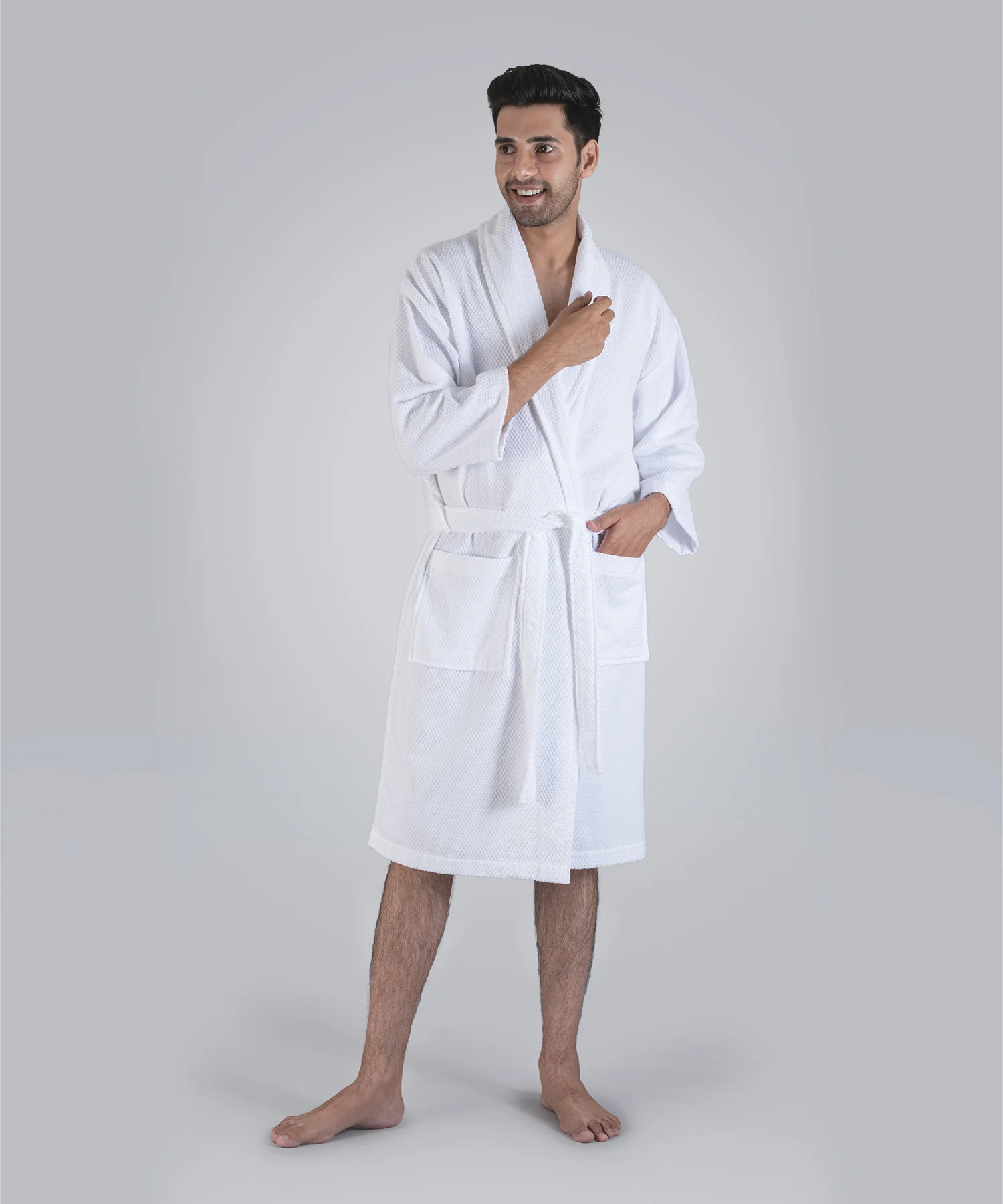 Urban Comfort Unisex Large Bathrobe, Bright White| 240 GSM Cotton