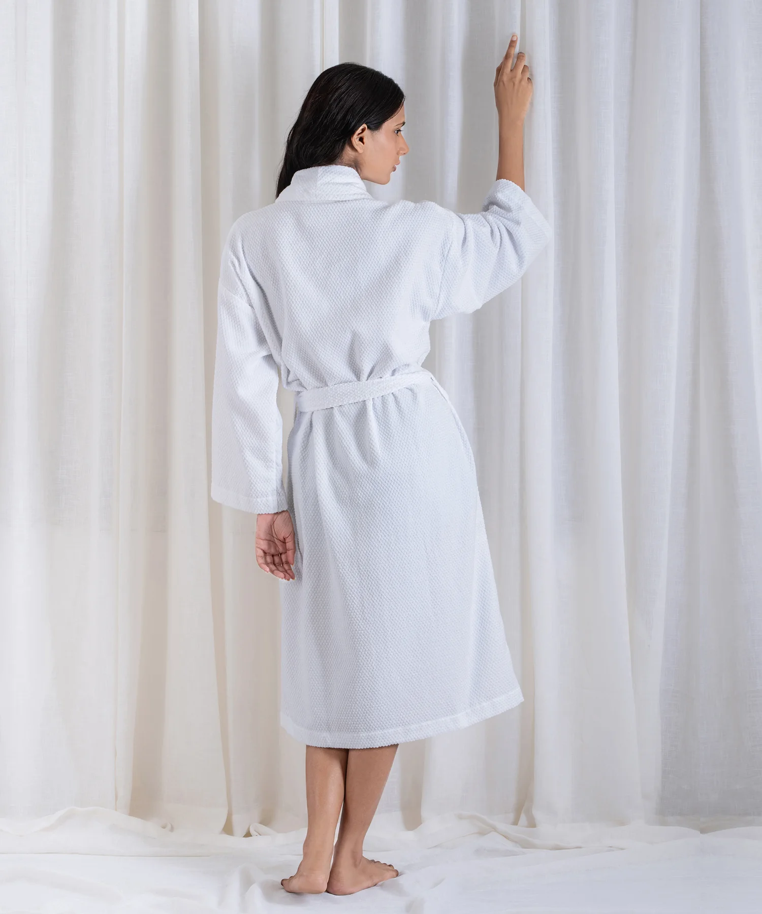 Urban Comfort Unisex Large Bathrobe, Bright White| 240 GSM Cotton - Image 3